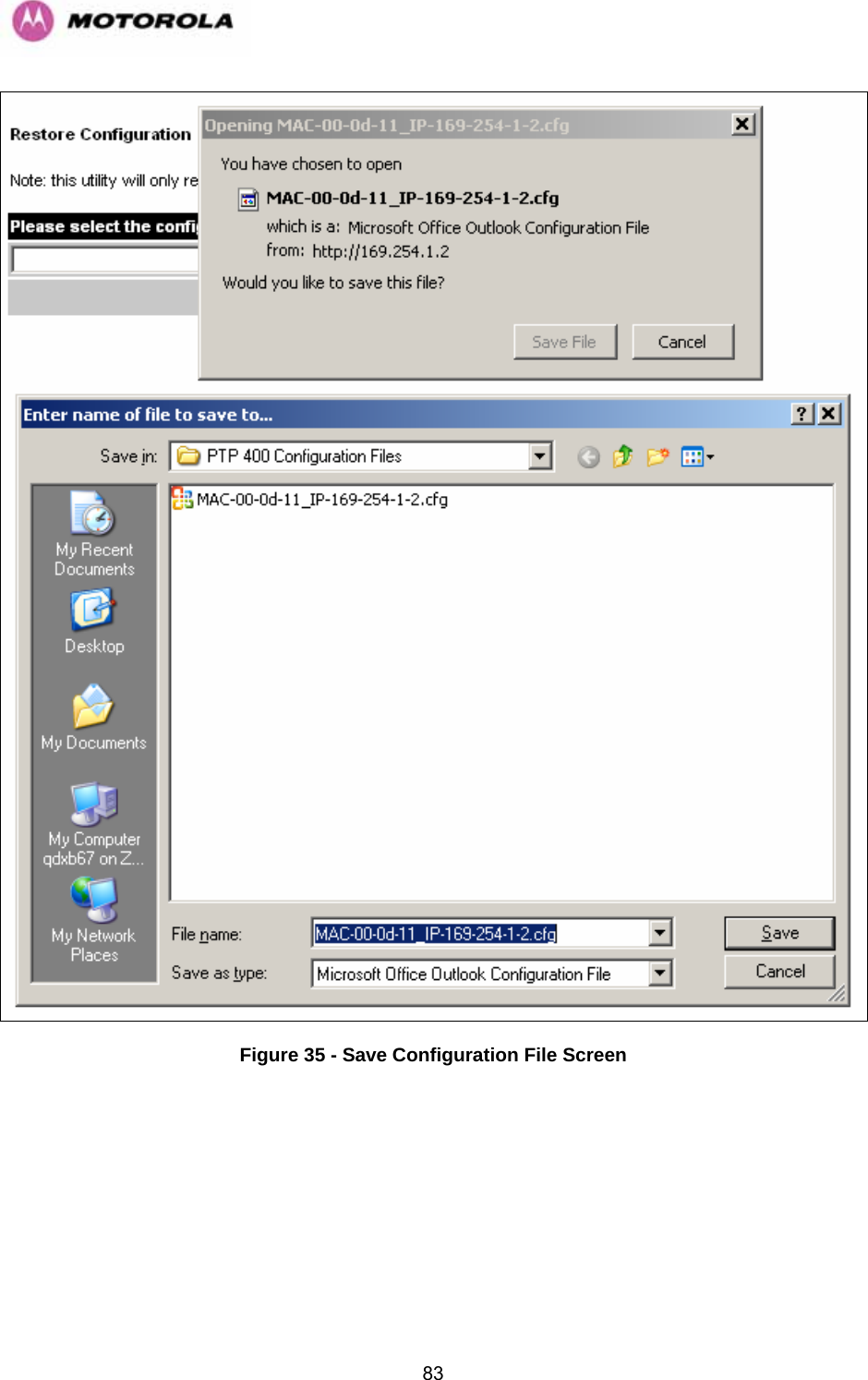   83 Figure 35 - Save Configuration File Screen 