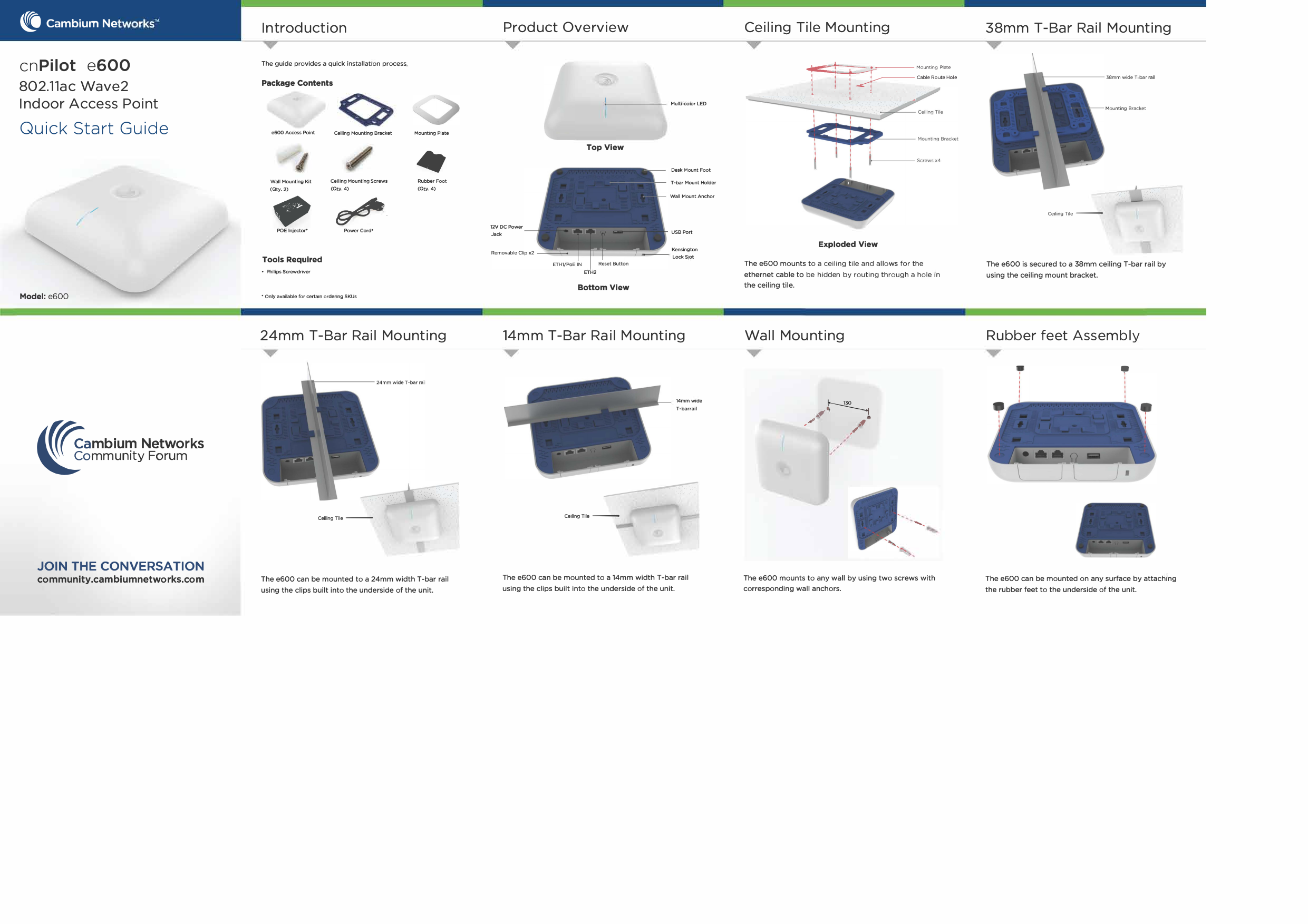 Page 1 of Cambium Networks 89FT0036 cnPilot E600 Indoor User Manual 