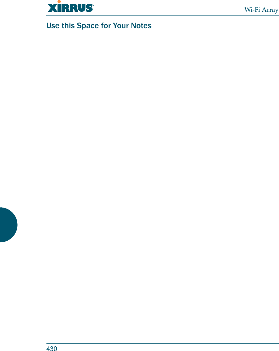 Wi-Fi Array430Use this Space for Your Notes