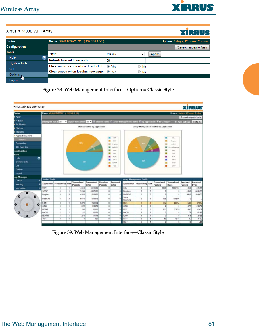 Wireless ArrayThe Web Management Interface 81Figure 38. Web Management Interface—Option = Classic StyleFigure 39. Web Management Interface—Classic Style