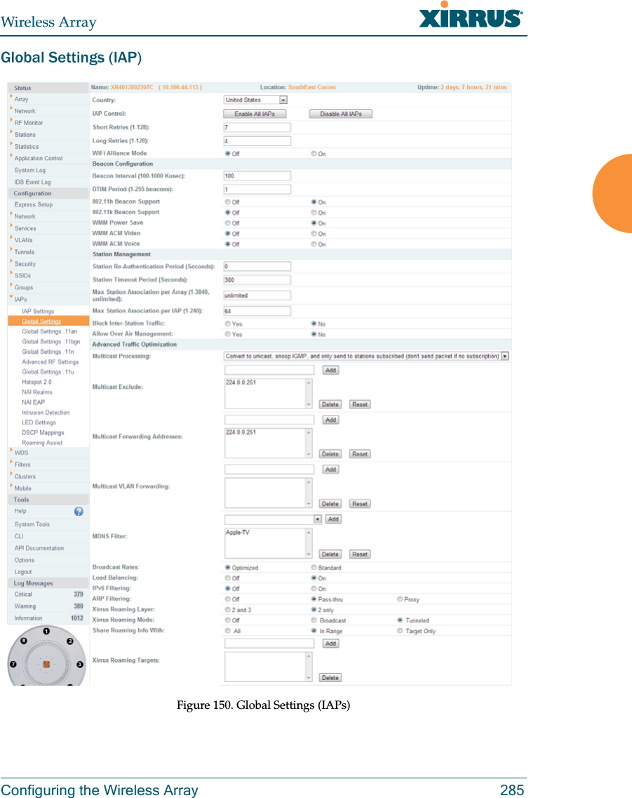 Wireless ArrayConfiguring the Wireless Array 285Global Settings (IAP)  Figure 150. Global Settings (IAPs) 