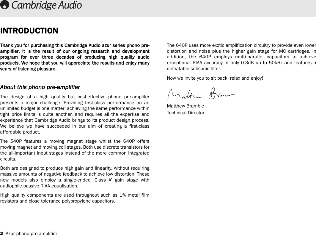 Page 2 of 8 - Cambridge-Audio Cambridge-Audio-Azur-540P-Users-Manual-  Cambridge-audio-azur-540p-users-manual
