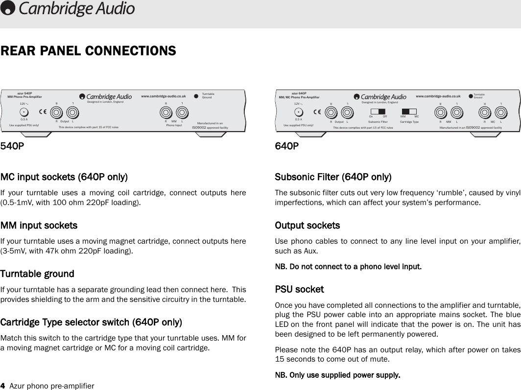 Page 4 of 8 - Cambridge-Audio Cambridge-Audio-Azur-540P-Users-Manual-  Cambridge-audio-azur-540p-users-manual