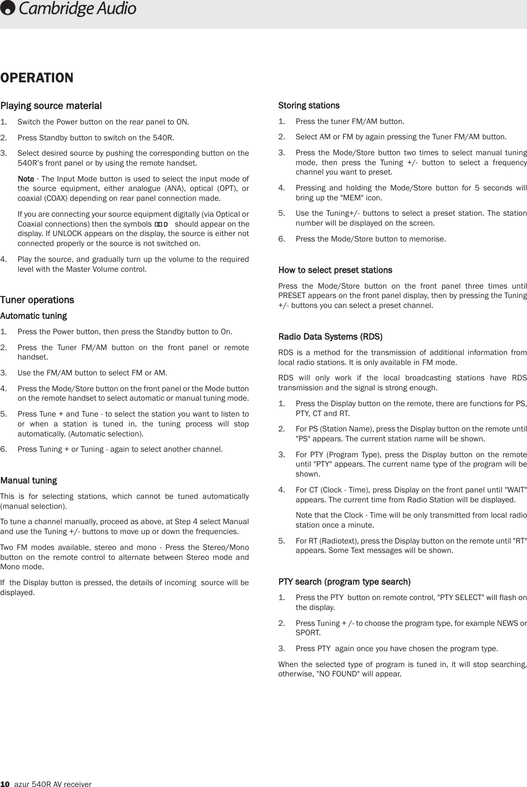 Page 9 of 12 - Cambridge-Audio Cambridge-Audio-Azur-540R-Users-Manual-  Cambridge-audio-azur-540r-users-manual