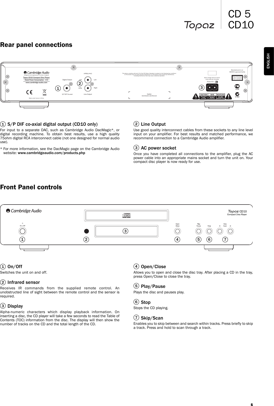 Page 5 of 10 - Cambridge-Audio Cambridge-Audio-Topaz-Cd10-Users-Manual-  Cambridge-audio-topaz-cd10-users-manual