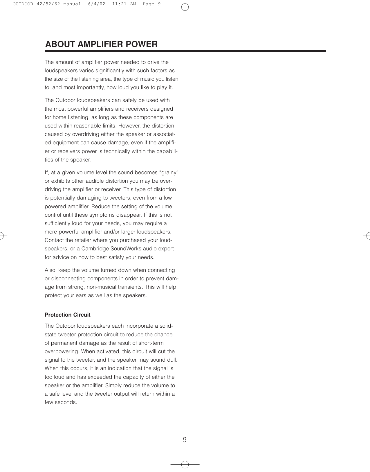 Page 9 of 12 - Cambridge-Soundworks Cambridge-Soundworks-Speaker-Users-Manual-  Cambridge-soundworks-speaker-users-manual