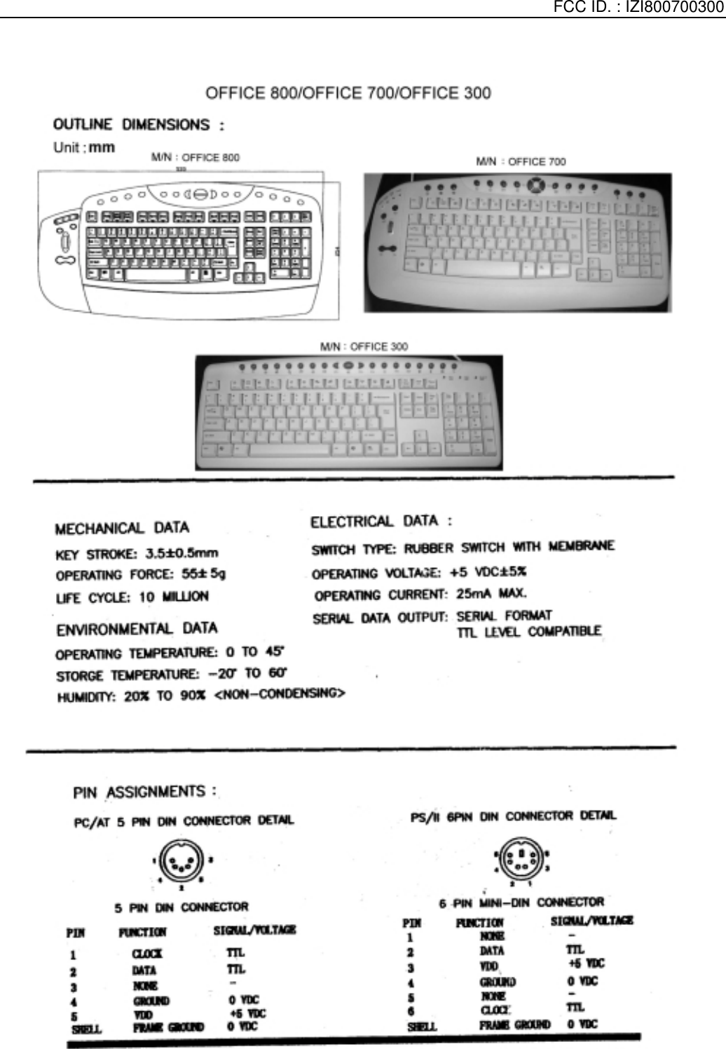    FCC ID. : IZI800700300    