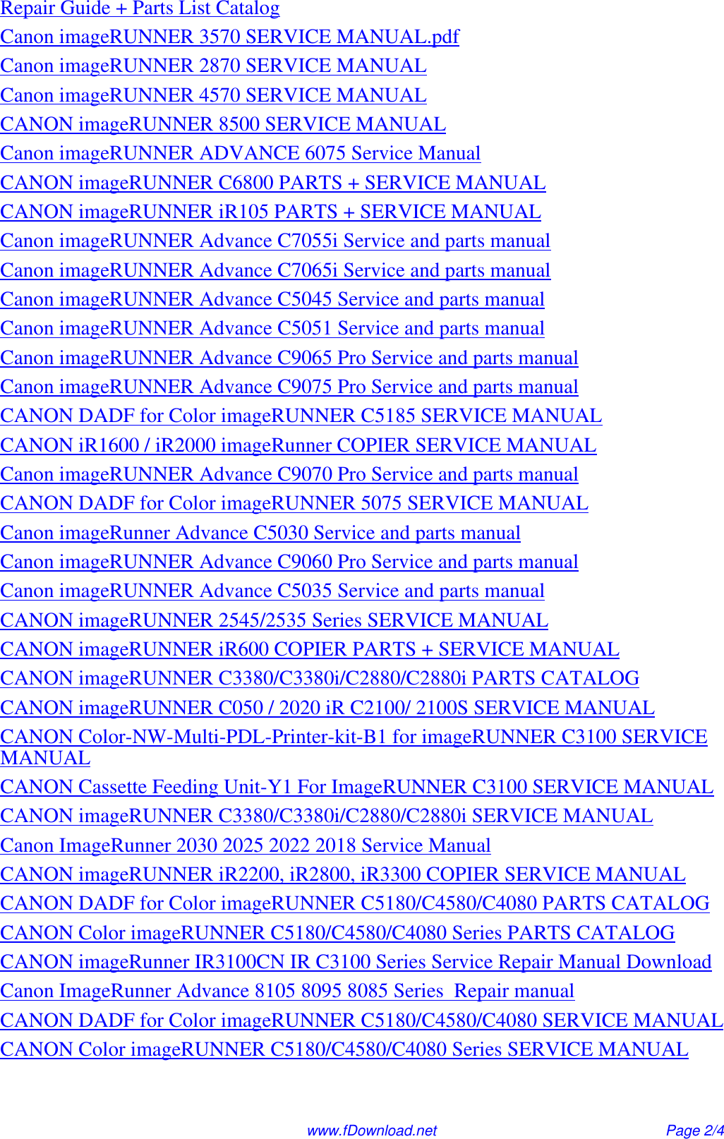 Page 2 of 4 - Canon Canon-All-In-One-Printer-2520I-Users-Manual- ImageRunner 2530i 2530 2525i 2525 2520i 2520 Service Manual & Repair Guide  Canon-all-in-one-printer-2520i-users-manual