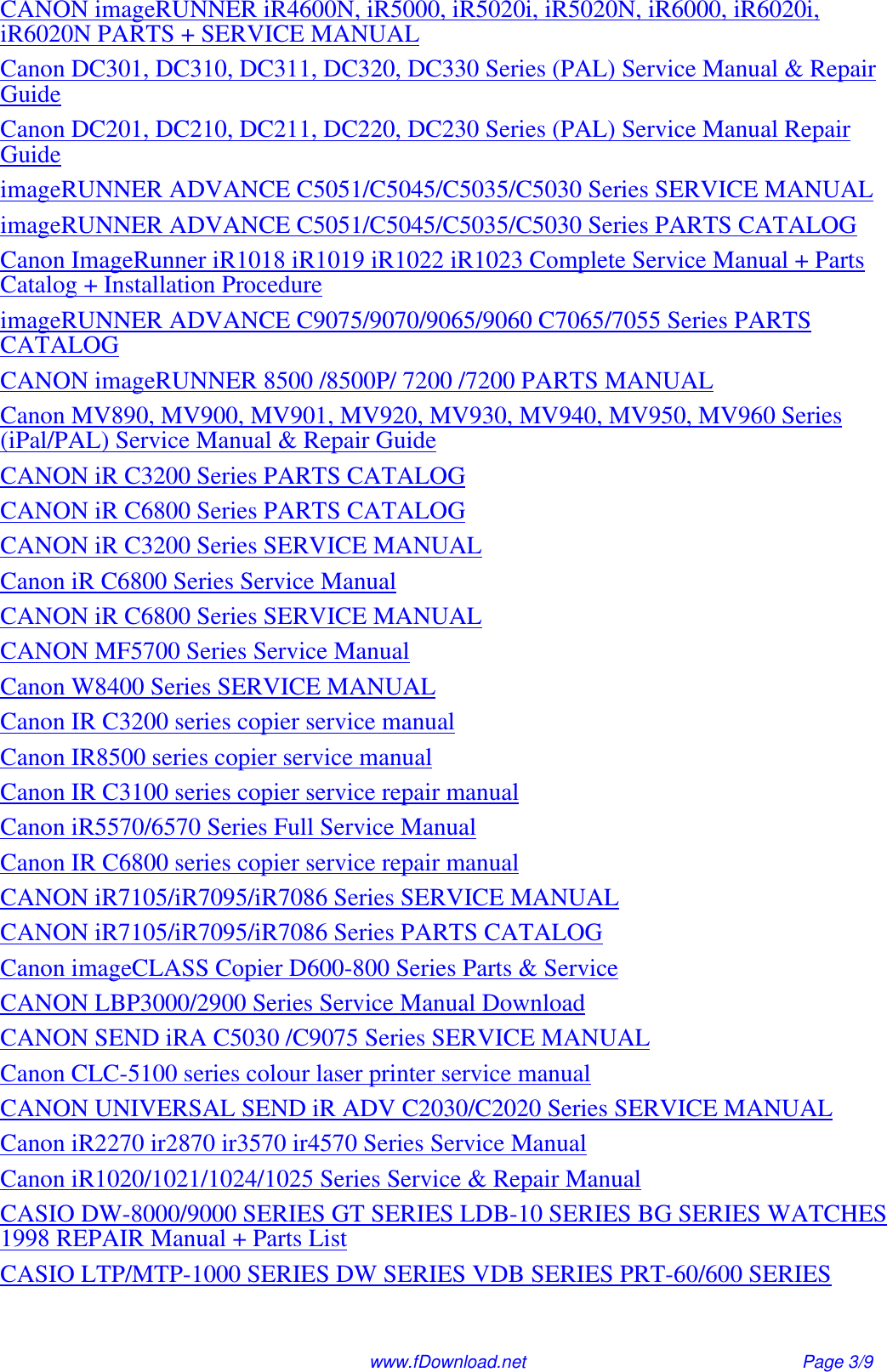 Page 3 of 9 - Canon Canon-All-In-One-Printer-Ir3225-Users-Manual- ImageRUNNER Ir3225/ir3230/ir3235/ir3245 Series Service Manual & Repair Guide  Canon-all-in-one-printer-ir3225-users-manual