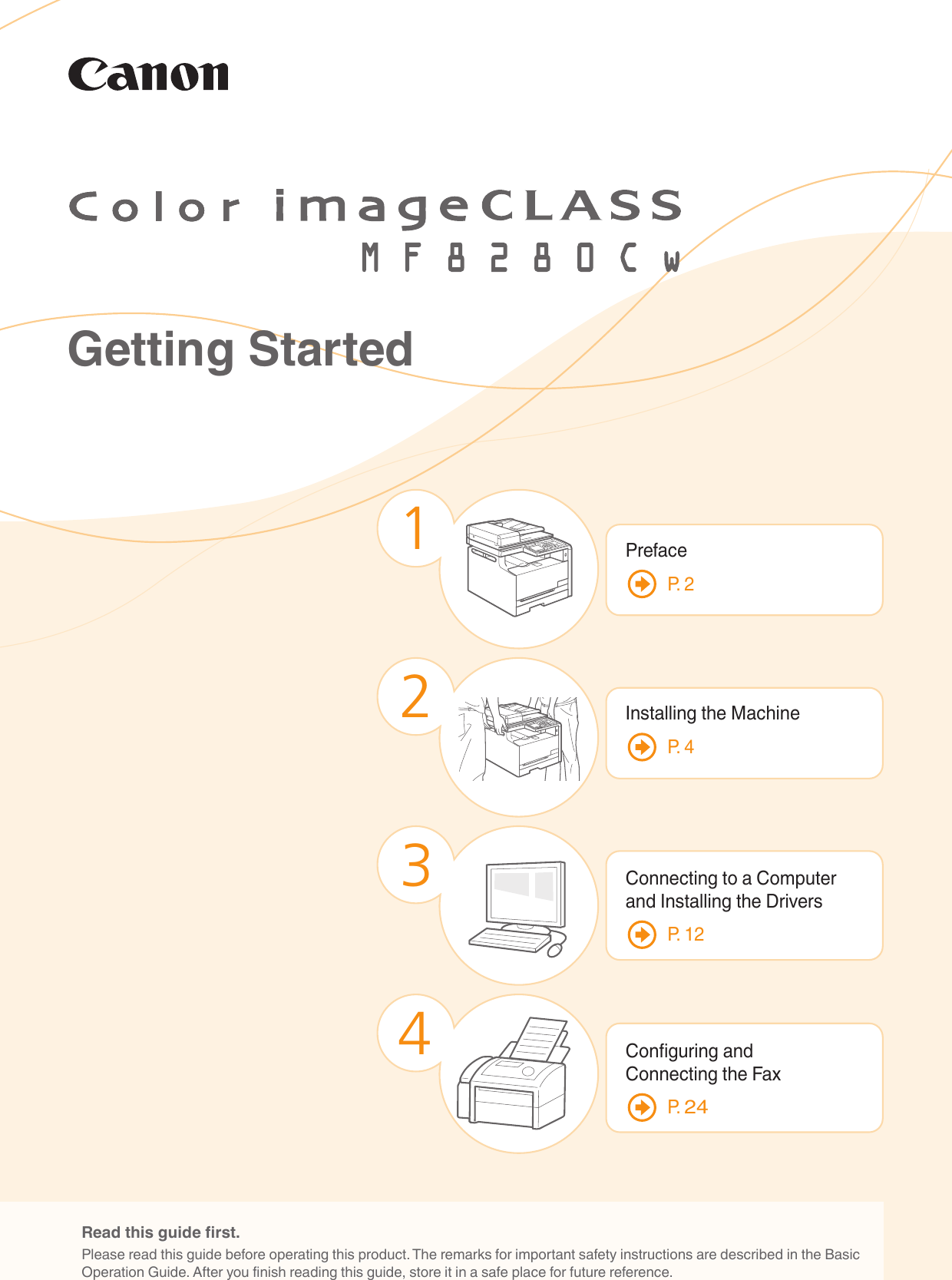 Canon Color Imageclass Mf8280Cw Quick Start Guide Getting Started