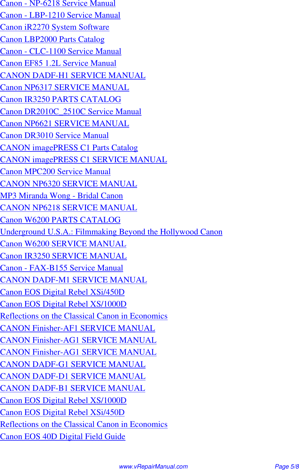 Page 5 of 8 - Canon Canon-Copier-Np6020-Users-Manual- NP6020 NP 6020 Service & Repair Manual  Canon-copier-np6020-users-manual