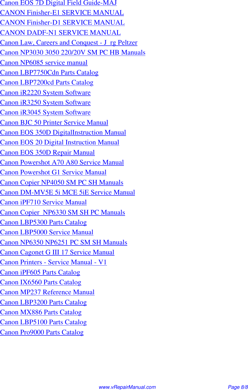 Page 8 of 8 - Canon Canon-Copier-Np6020-Users-Manual- NP6020 NP 6020 Service & Repair Manual  Canon-copier-np6020-users-manual