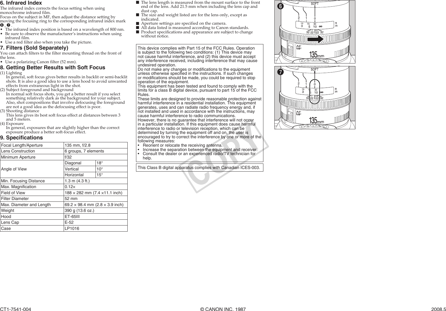 Page 2 of 2 - Canon Canon-Ef-135Mm-F-2-8-Users-Manual-  Canon-ef-135mm-f-2-8-users-manual