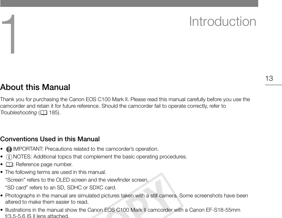 Canon Eos C100 Mark Ii Instruction Manual