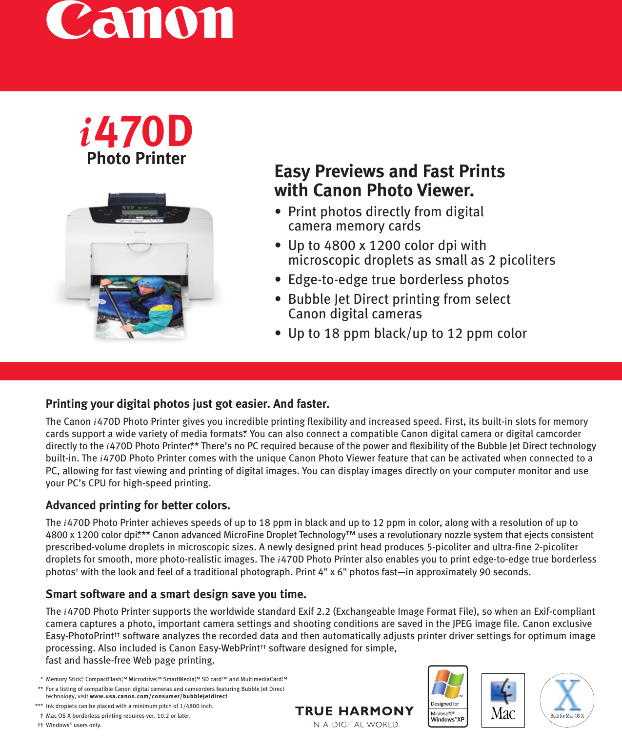 Page 1 of 2 - Canon Canon-I470D-Specifications- CCS.2488 BJC S820 Lrg Spec Sht  Canon-i470d-specifications