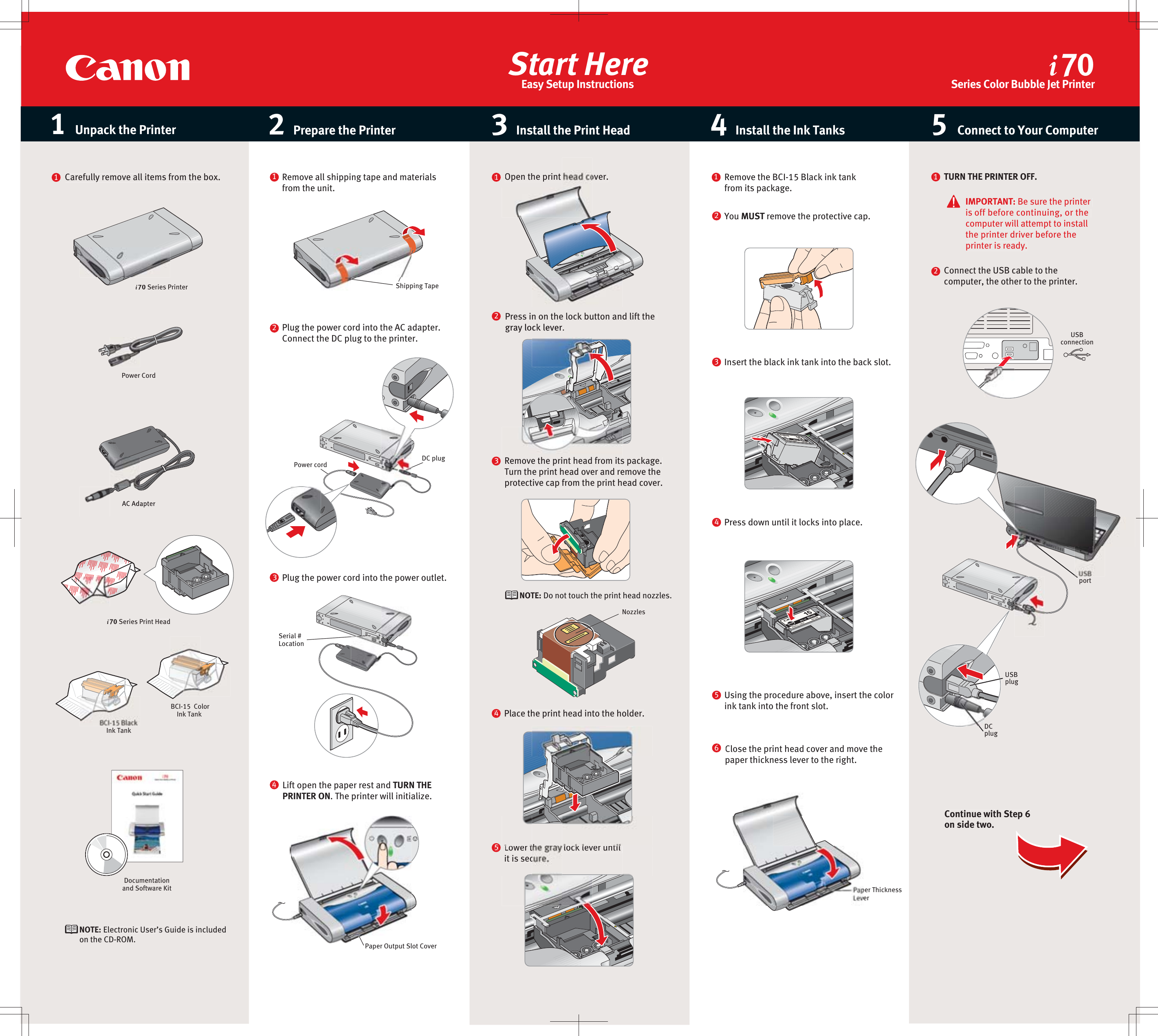 Page 1 of 2 - Canon Canon-I70-Instruction-Guide-  Canon-i70-instruction-guide