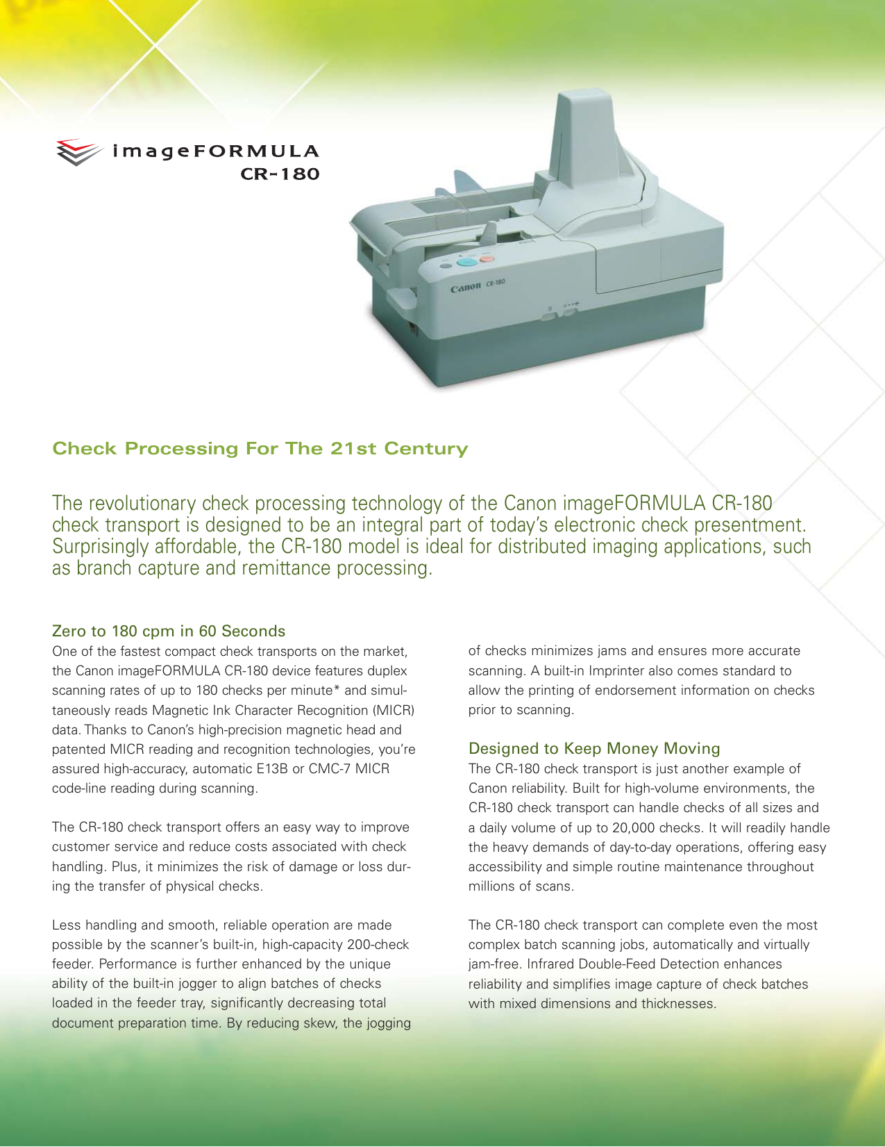 Page 2 of 4 - Canon Canon-Imageformula-Cr-180-Check-Transport-Brochure- IFCR-180Brochure  Canon-imageformula-cr-180-check-transport-brochure