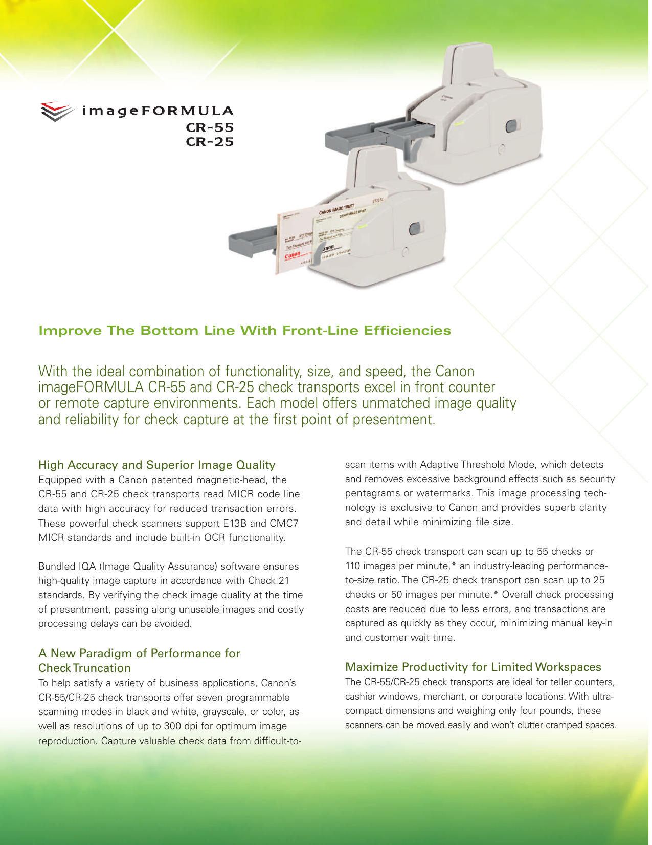 Page 2 of 4 - Canon Canon-Imageformula-Cr-25-Desktop-Check-Scanner-High-Res-Print-Brochure- Ayout 1  Canon-imageformula-cr-25-desktop-check-scanner--print-brochure