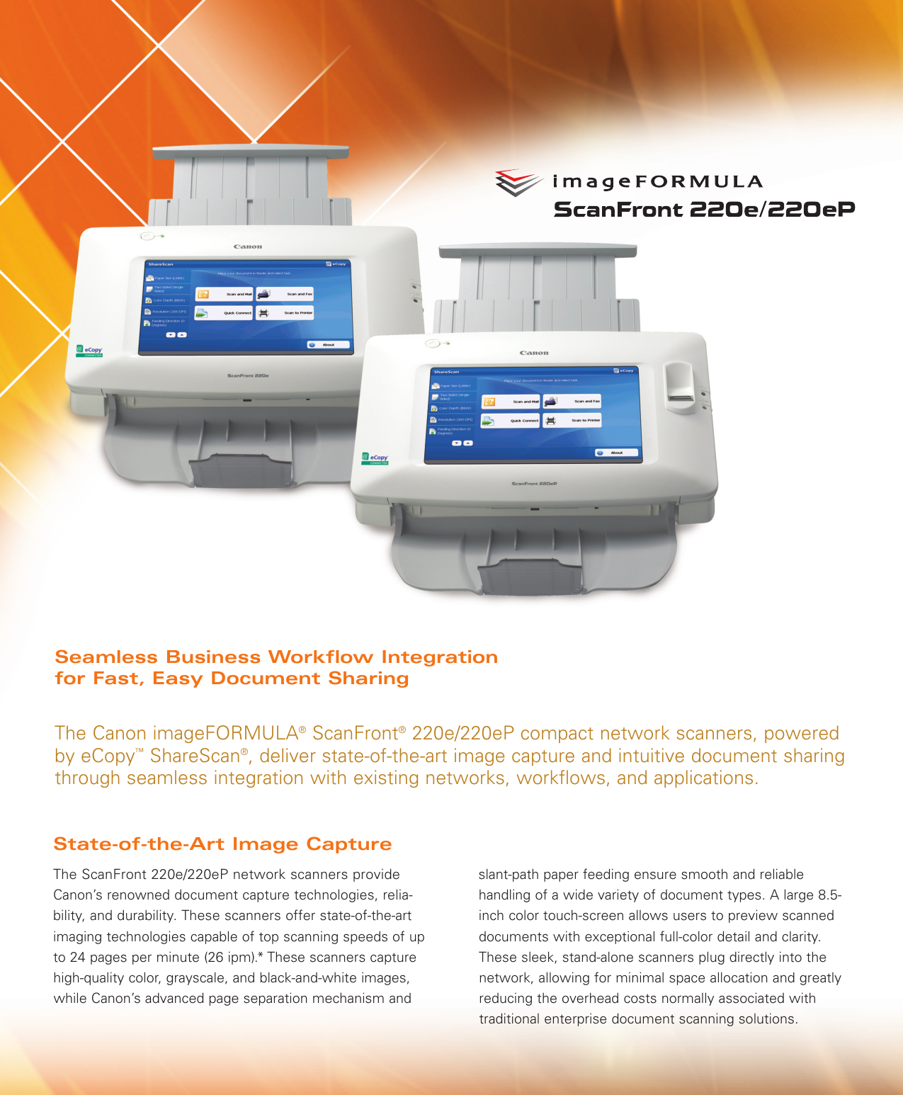 Page 2 of 6 - Canon Canon-Imageformula-Scanfront-220E-Read-Only-Brochure-  Canon-imageformula-scanfront-220e-read-only-brochure