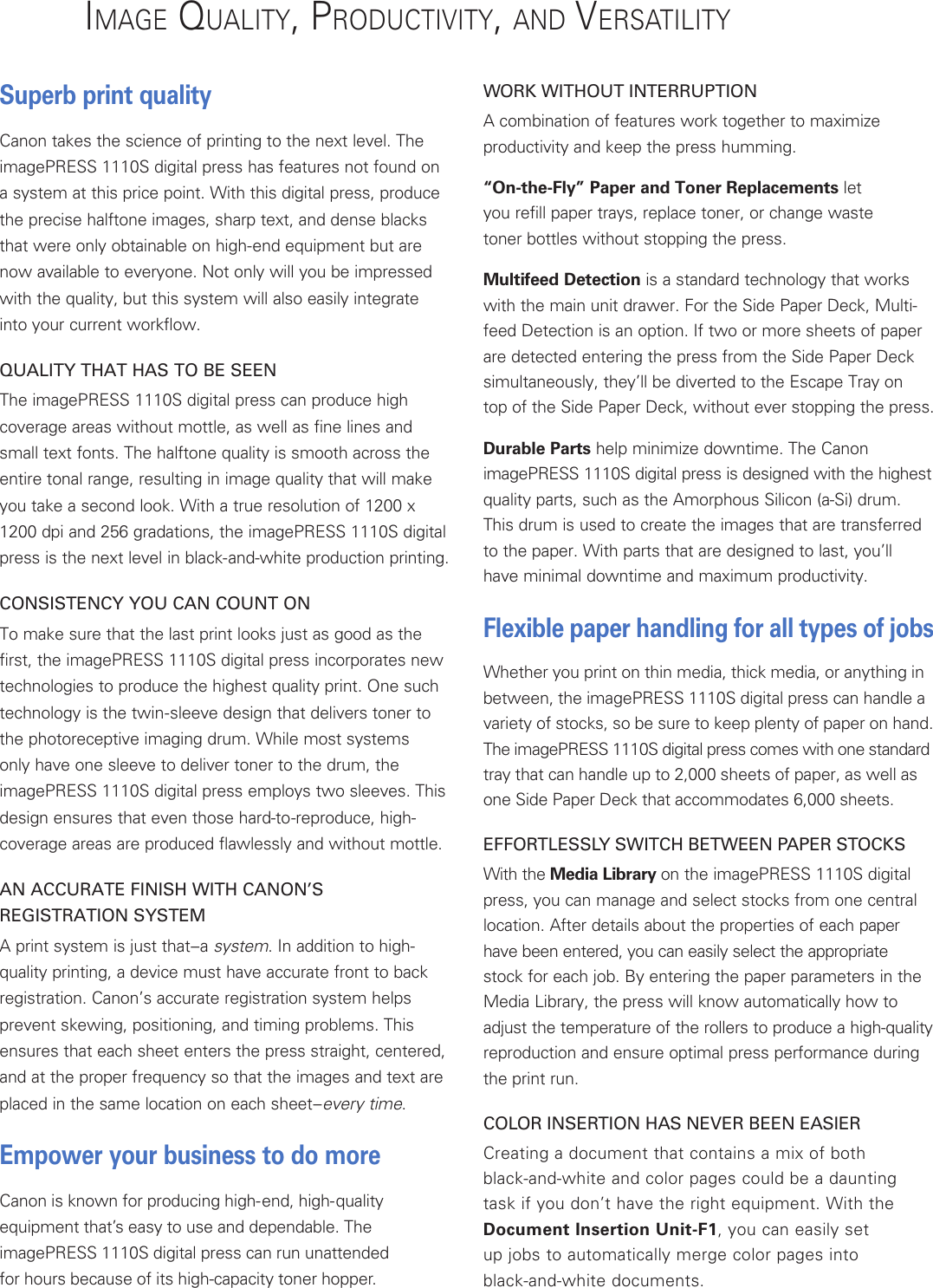 Page 4 of 8 - Canon Canon-Imagepress-1110S-Read-Only-Brochure-  Canon-imagepress-1110s-read-only-brochure