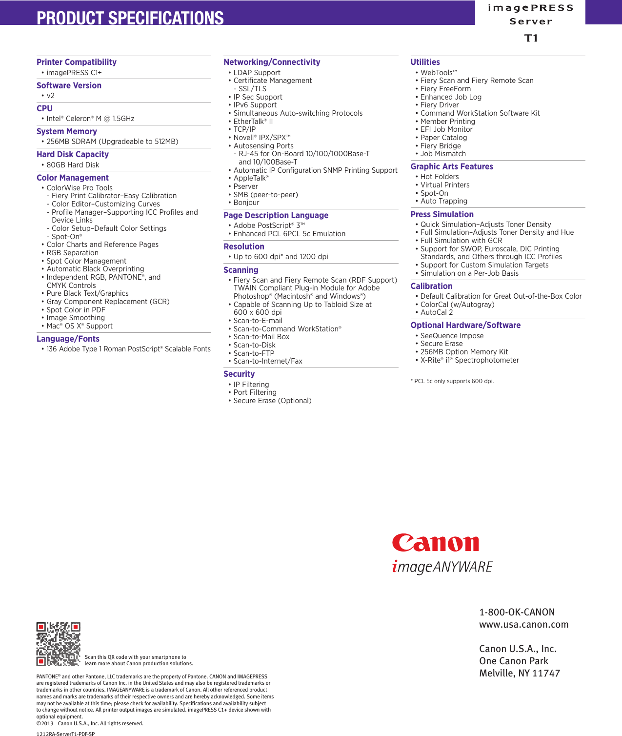 Page 4 of 4 - Canon Canon-Imagepress-C1-Read-Only-Brochure-  Canon-imagepress-c1-read-only-brochure