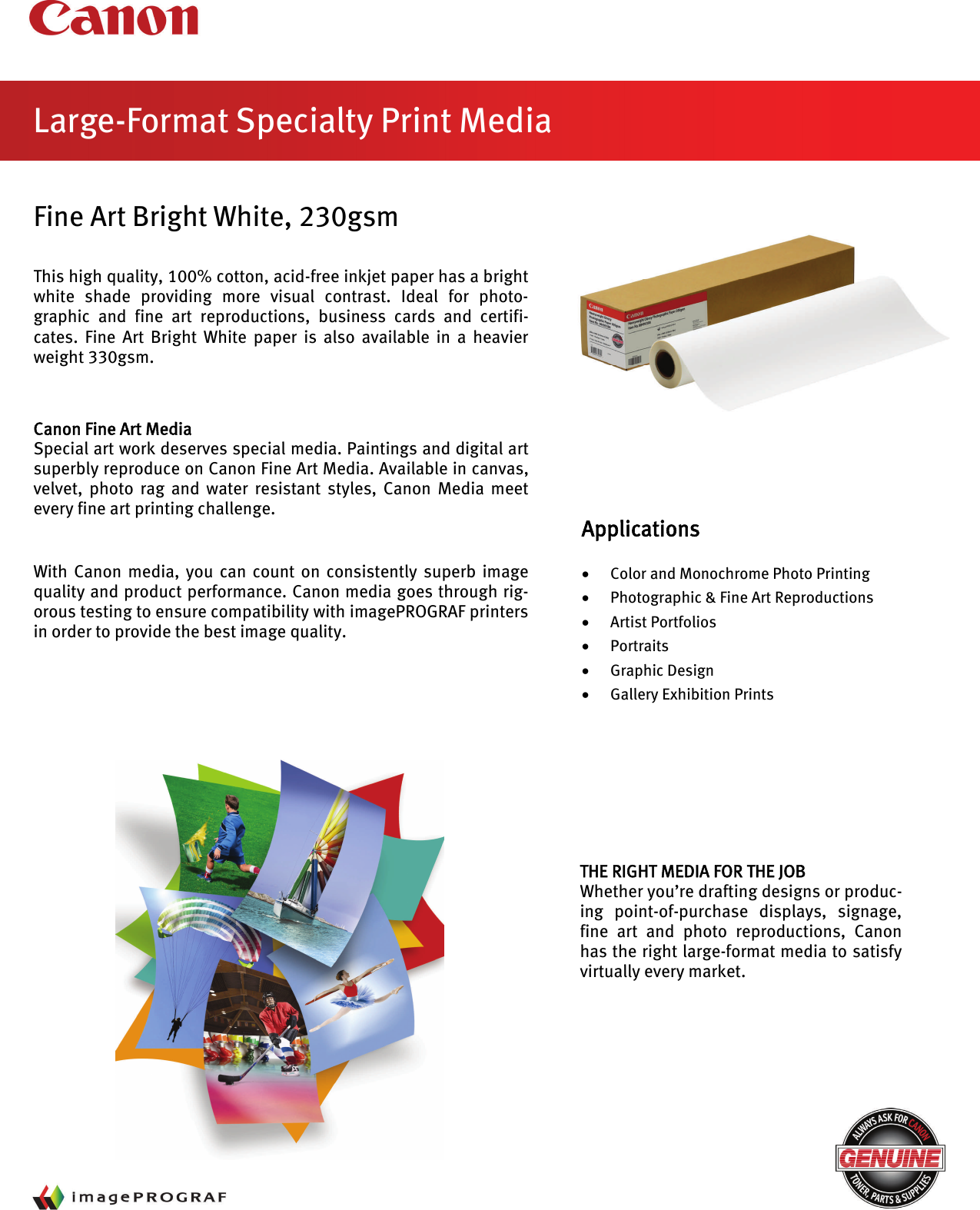 Page 1 of 2 - Canon Canon-Imageprograf-230Gsm-Users-Manual-  Canon-imageprograf-230gsm-users-manual