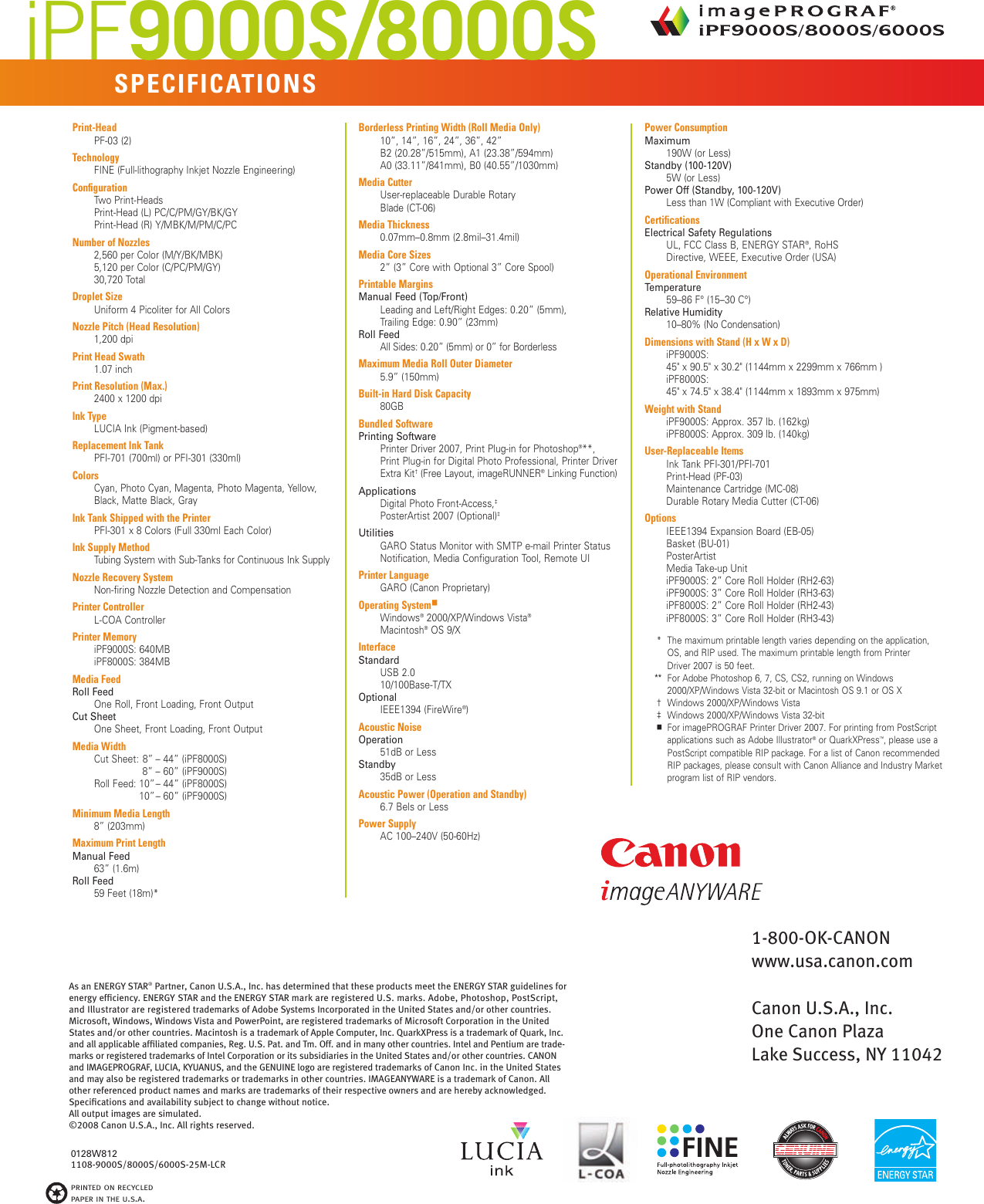 Page 8 of 8 - Canon Canon-Imageprograf-Ipf6000S-Read-Only-Printer-Brochure- Ipf S Series Brochure  Canon-imageprograf-ipf6000s-read-only-printer-brochure