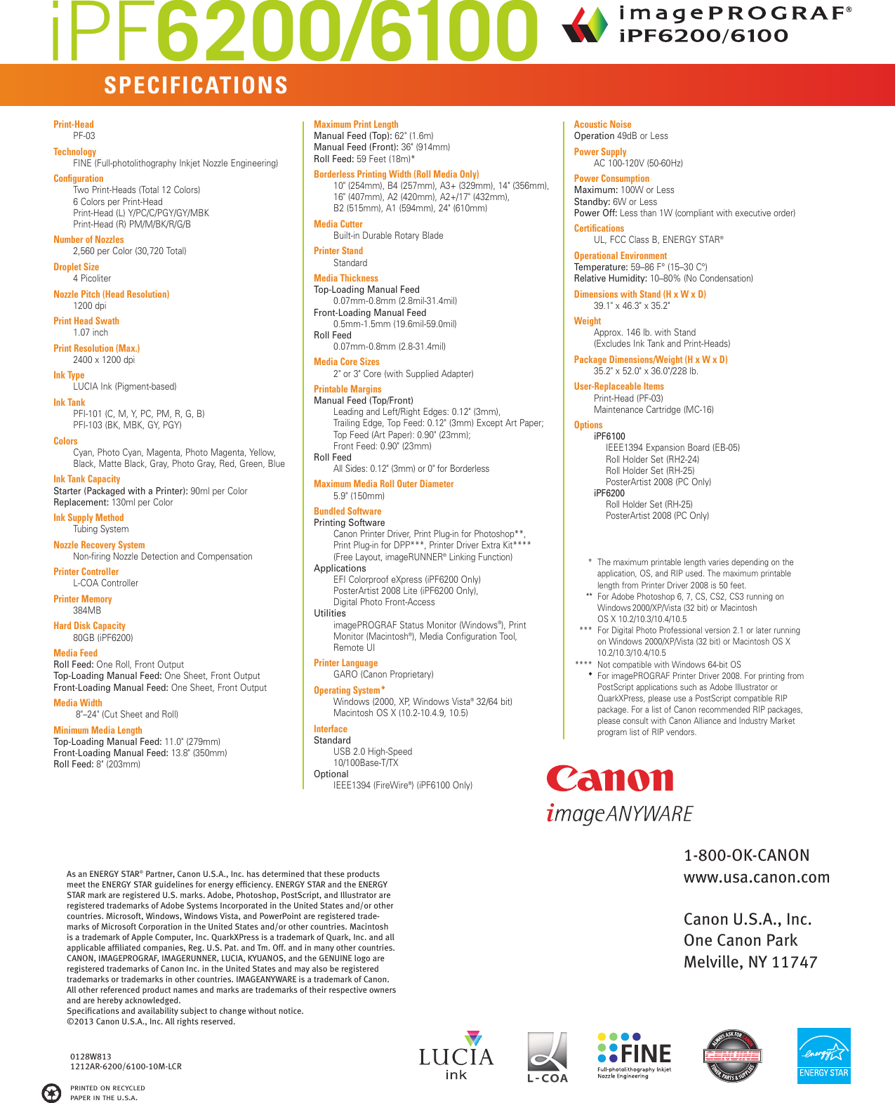 Page 8 of 8 - Canon Canon-Imageprograf-Ipf6200-Brochure-  Canon-imageprograf-ipf6200-brochure