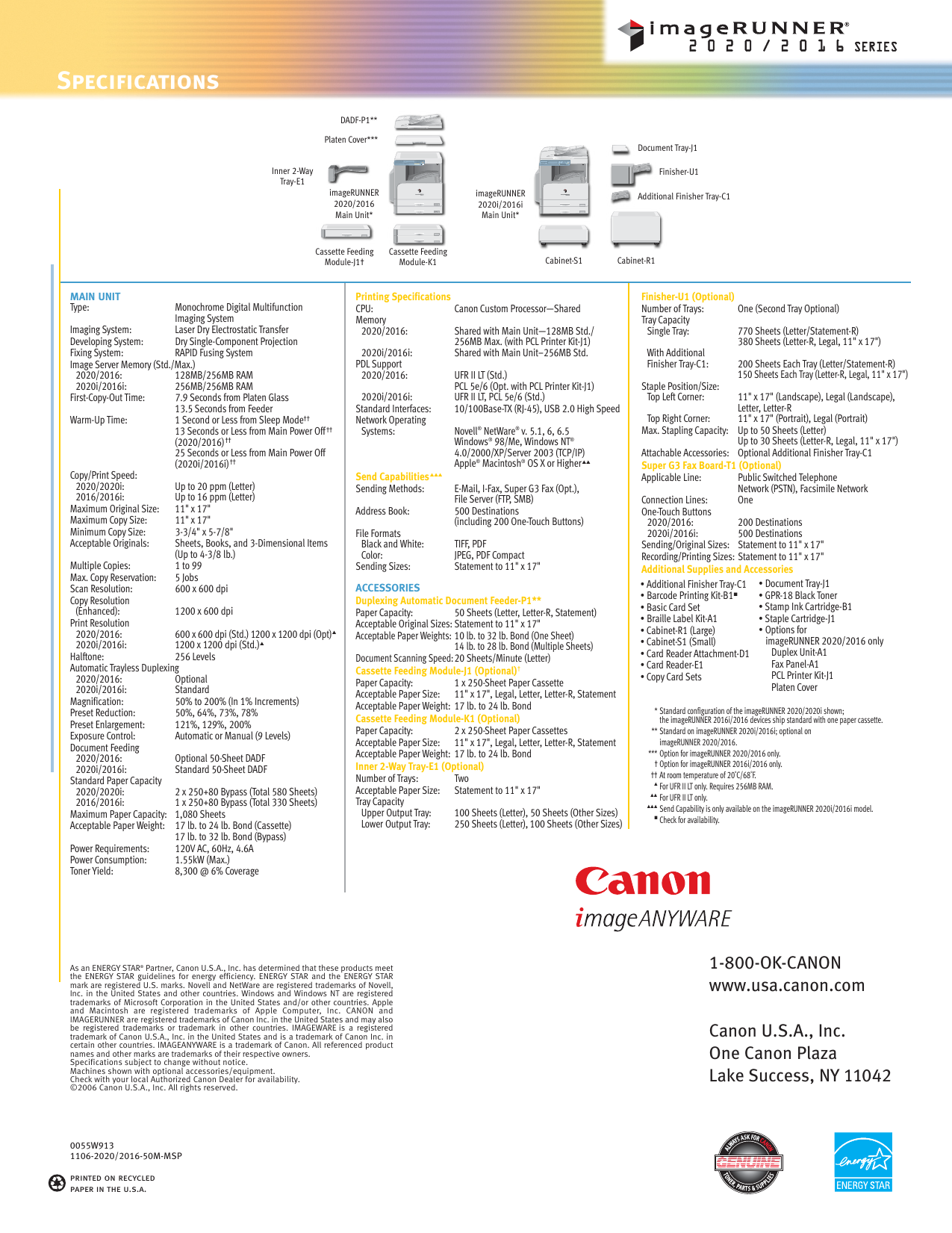 Page 6 of 6 - Canon Canon-Imagerunner-2016I-Brochure- IR2020-2016Brochure  Canon-imagerunner-2016i-brochure