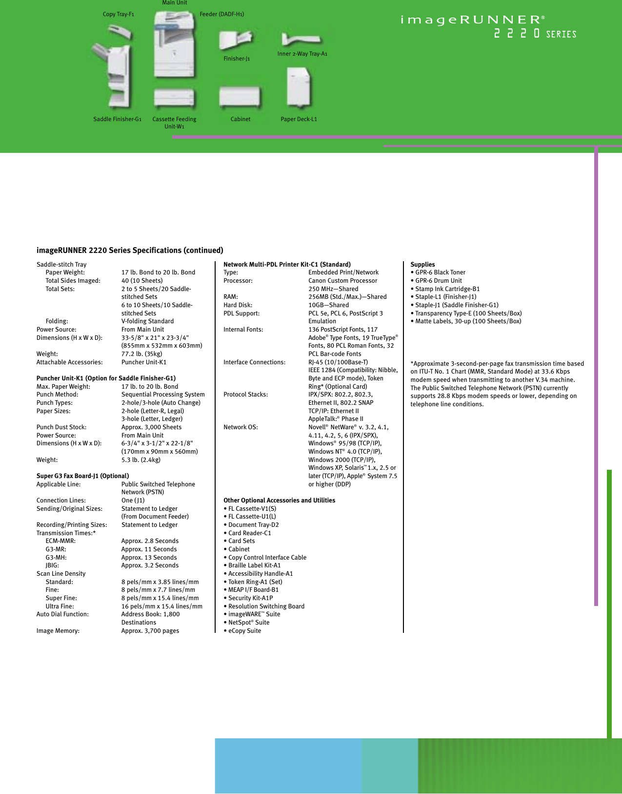 Page 3 of 4 - Canon Canon-Imagerunner-2220I-Specification-Sheet- IR 2220 Spec Sheet PDF.mech  Canon-imagerunner-2220i-specification-sheet