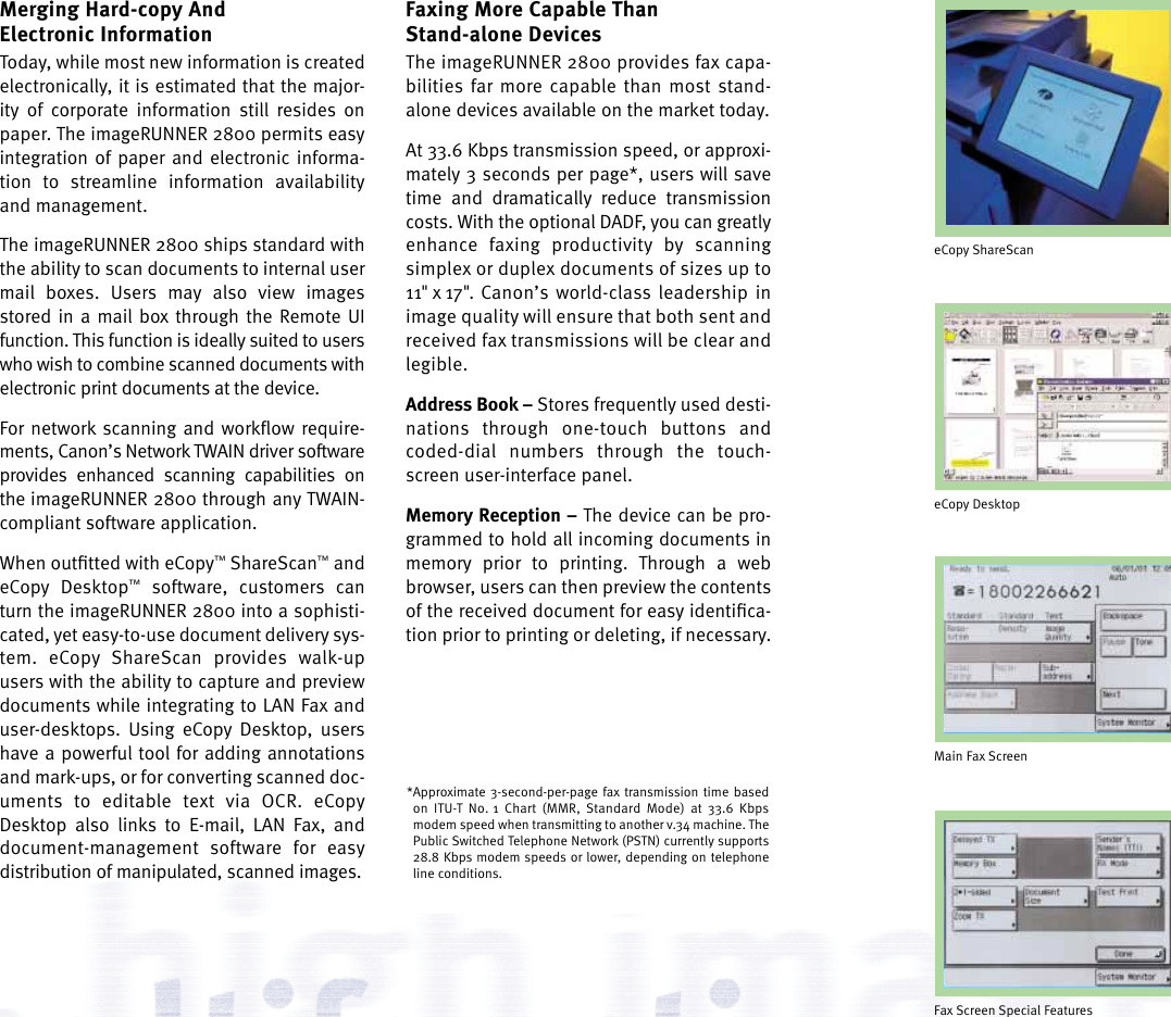 Page 6 of 8 - Canon Canon-Imagerunner-2800-Users-Manual- IR2800 Brochure P2  Canon-imagerunner-2800-users-manual