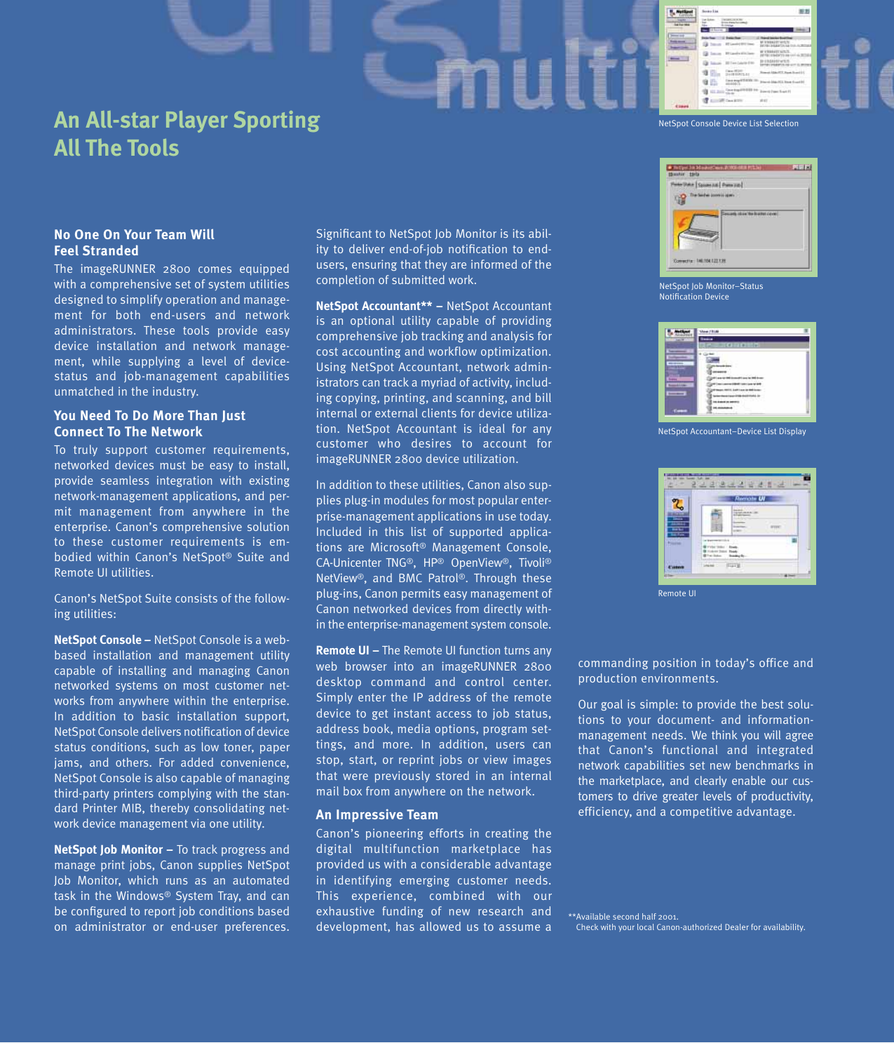 Page 7 of 8 - Canon Canon-Imagerunner-2800-Users-Manual- IR2800 Brochure P2  Canon-imagerunner-2800-users-manual