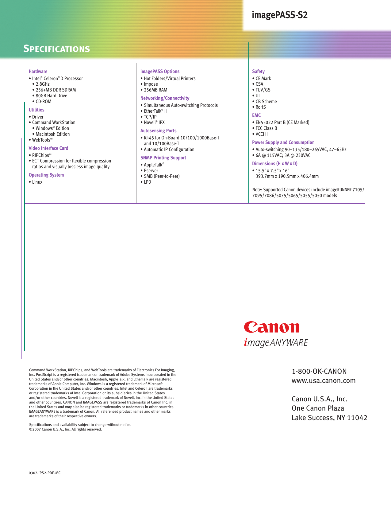 Page 8 of 8 - Canon Canon-Imagerunner-5050-Brochure-  Canon-imagerunner-5050-brochure