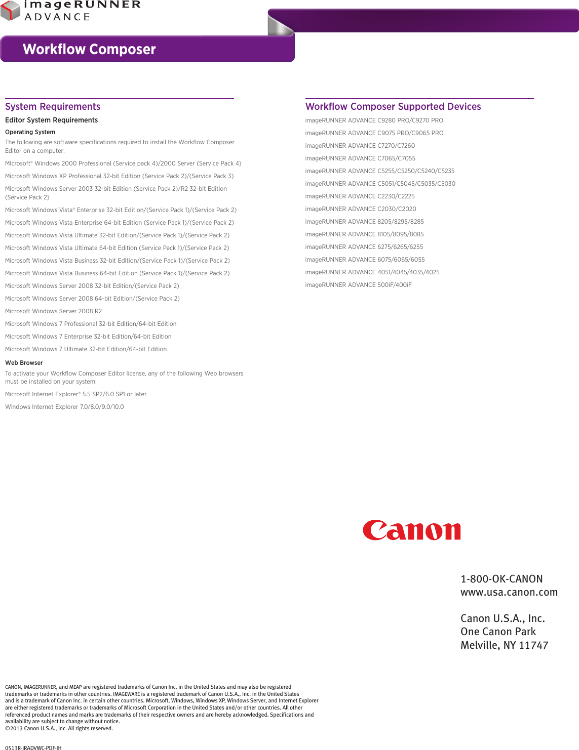 Canon Imagerunner Advance 6065 High Res Brochure