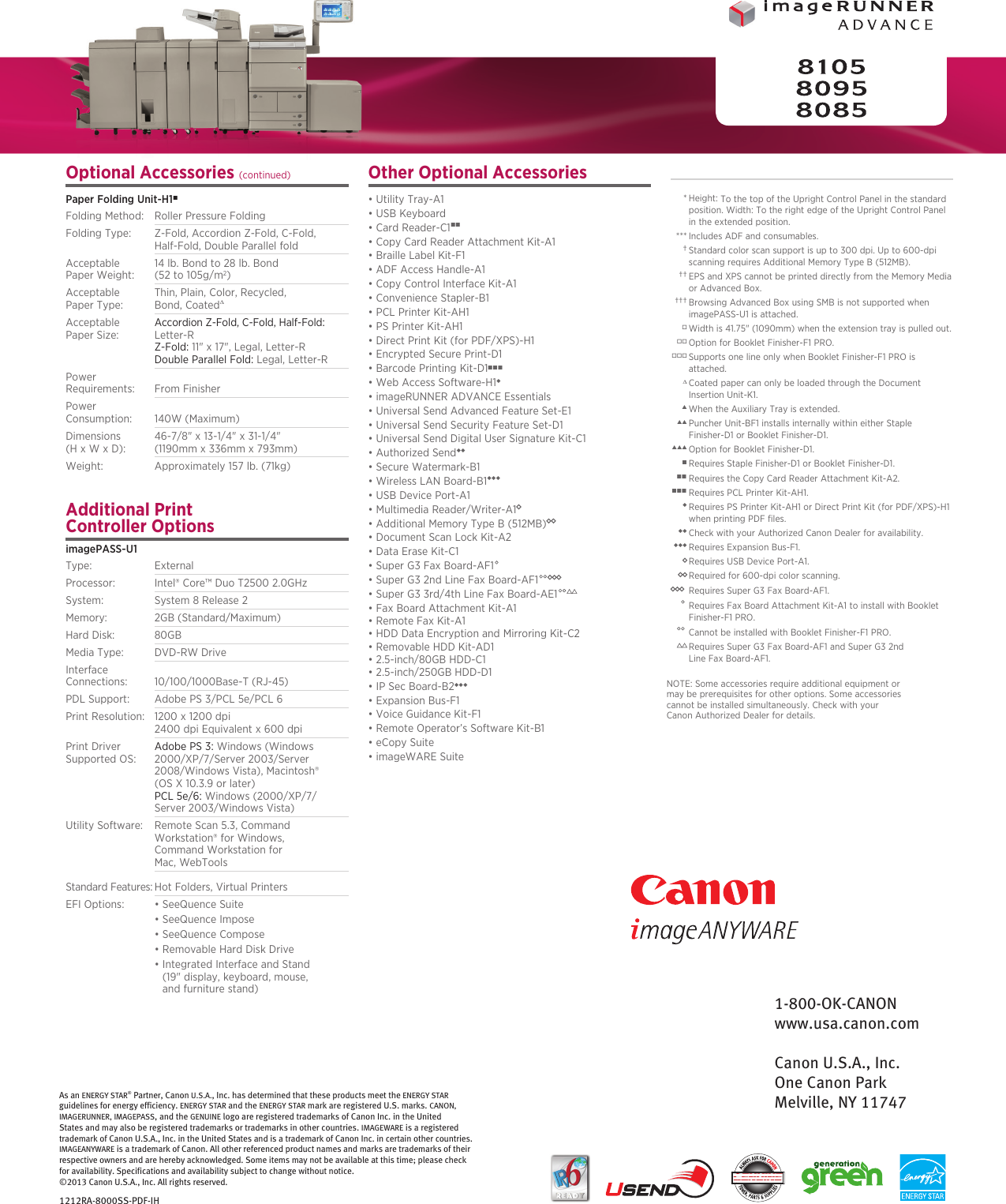 Page 5 of 5 - Canon Canon-Imagerunner-Advance-8085-Specification-Sheet-  Canon-imagerunner-advance-8085-specification-sheet