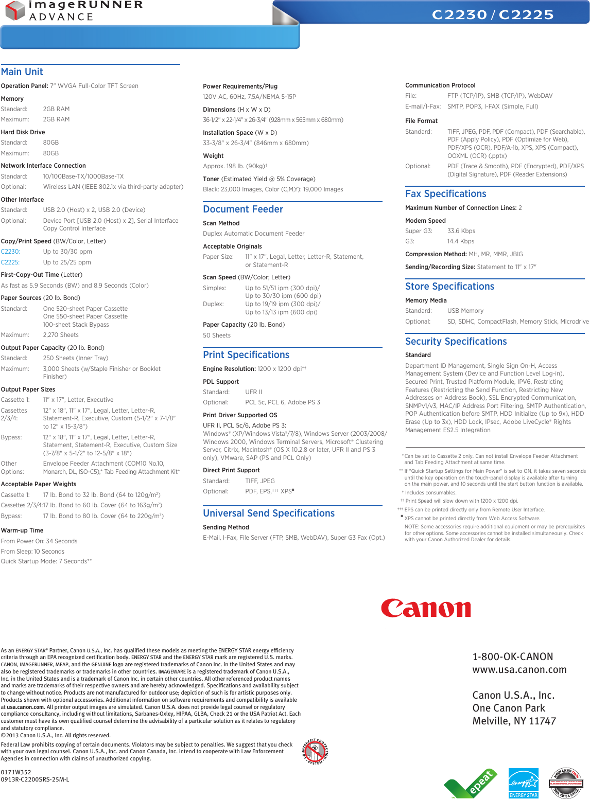 Page 12 of 12 - Canon Canon-Imagerunner-Advance-C2225-Product-Brochure- ImageRUNNER ADVANCE C2230/C2225  Canon-imagerunner-advance-c2225-product-brochure