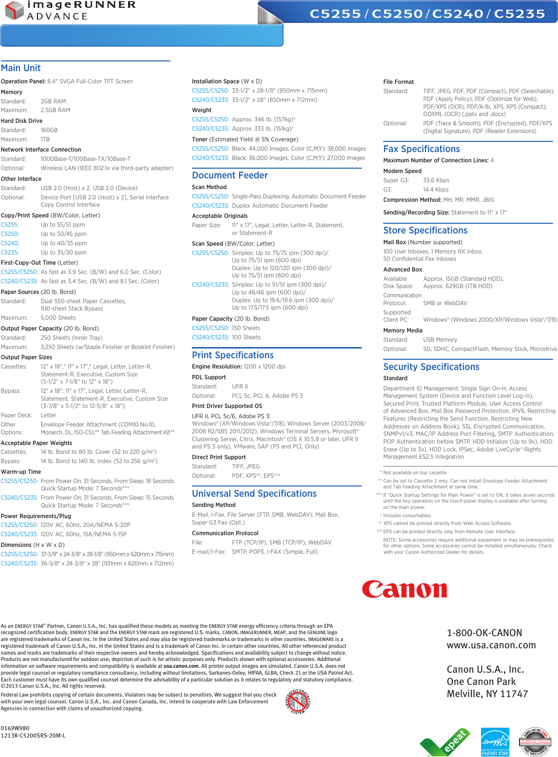 Page 12 of 12 - Canon Canon-Imagerunner-Advance-C5235-Product-Brochure- ImageRUNNER ADVANCE C5255/C5250/C5240/C5235  Canon-imagerunner-advance-c5235-product-brochure