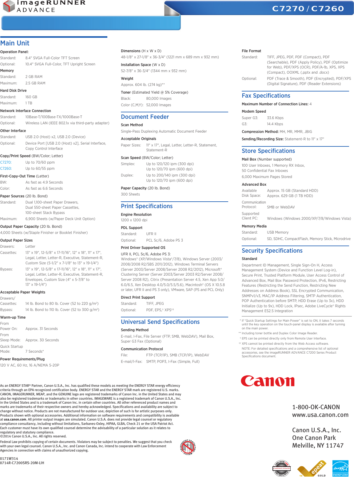 Page 12 of 12 - Canon Canon-Imagerunner-Advance-C7260-Product-Brochure- ImageRUNNER ADVANCE C7270 / C72060  Canon-imagerunner-advance-c7260-product-brochure