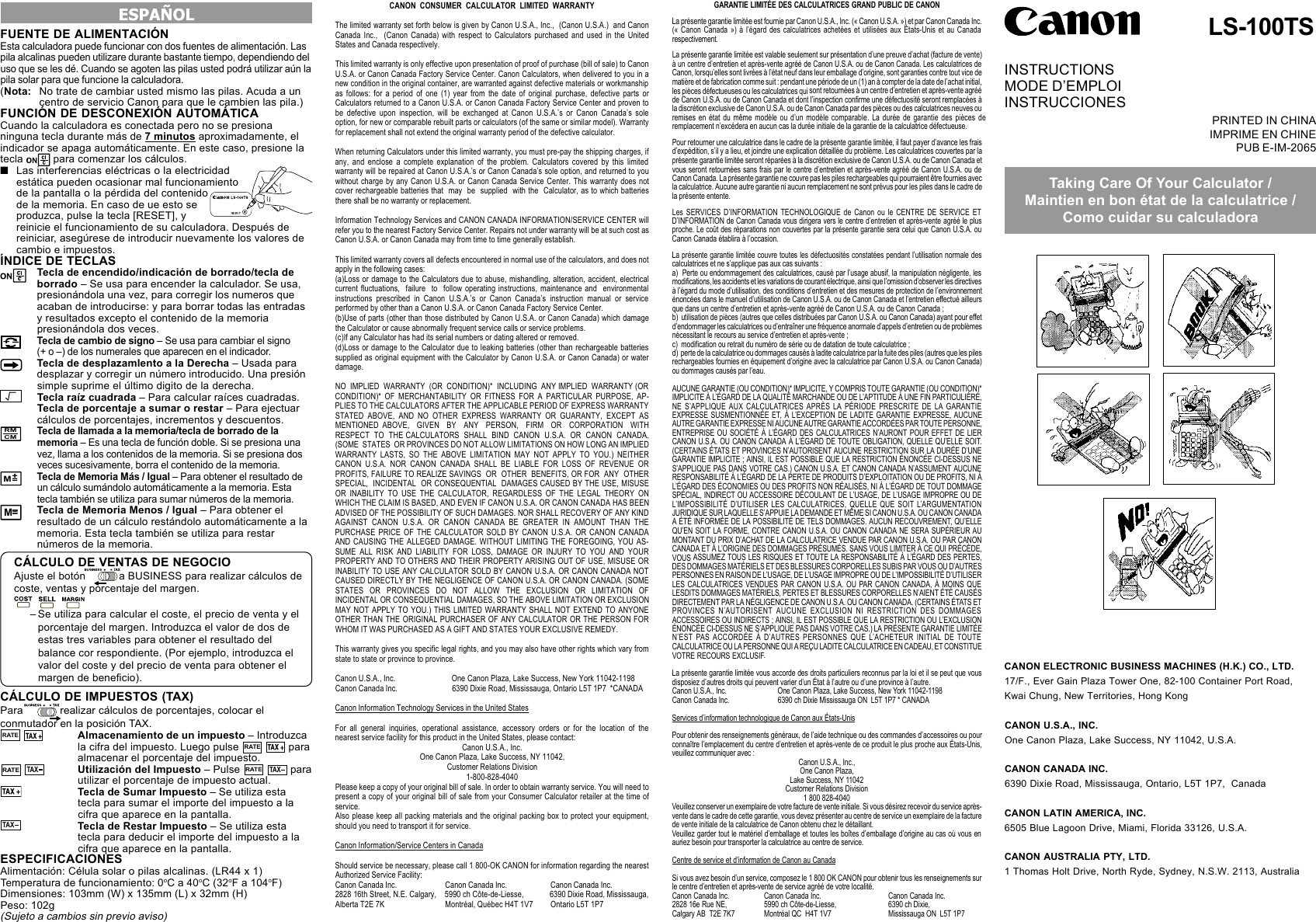 Page 1 of 2 - Canon Canon-Ls-100Ts-Users-Manual- LS-110TS (USA) 1  Canon-ls-100ts-users-manual