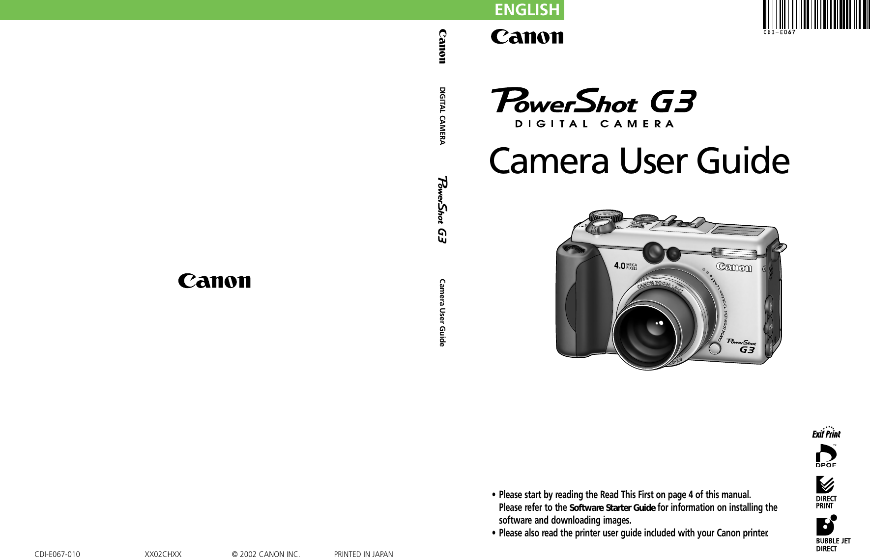 Canon Powershot G3 Users Manual
