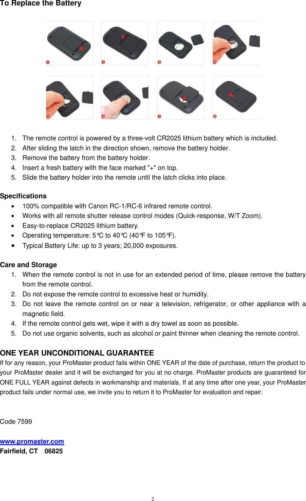 Page 2 of 2 - Canon Canon-Rc-5-Users-Manual- JJC RM-E7 Infrared Remote Control Instruction  Canon-rc-5-users-manual