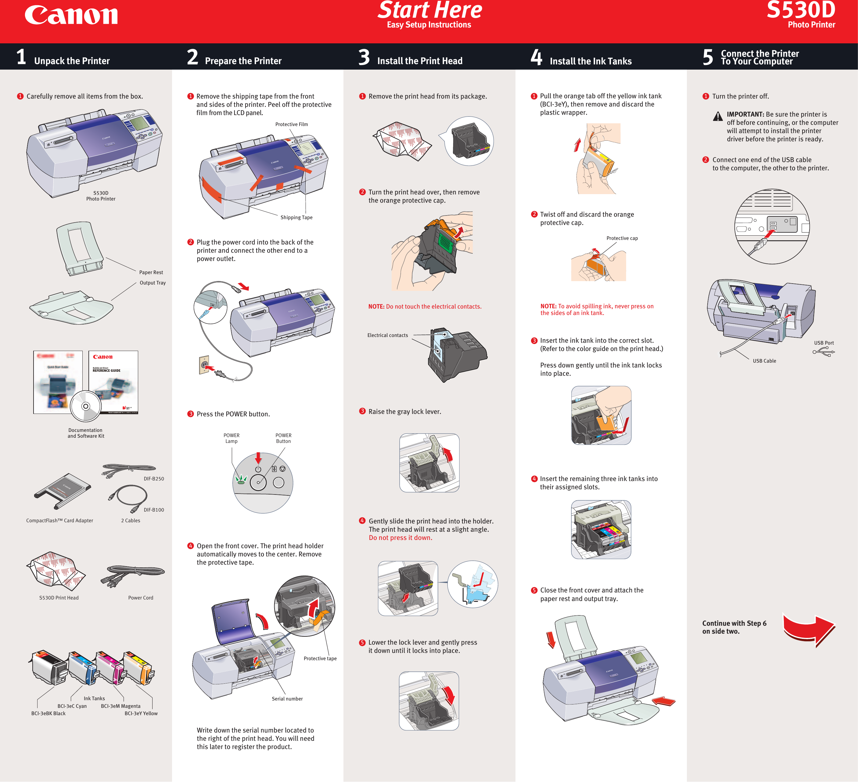 Page 1 of 2 - Canon Canon-S530D-Instruction-Guide- 40-42266 S530D Front  Canon-s530d-instruction-guide