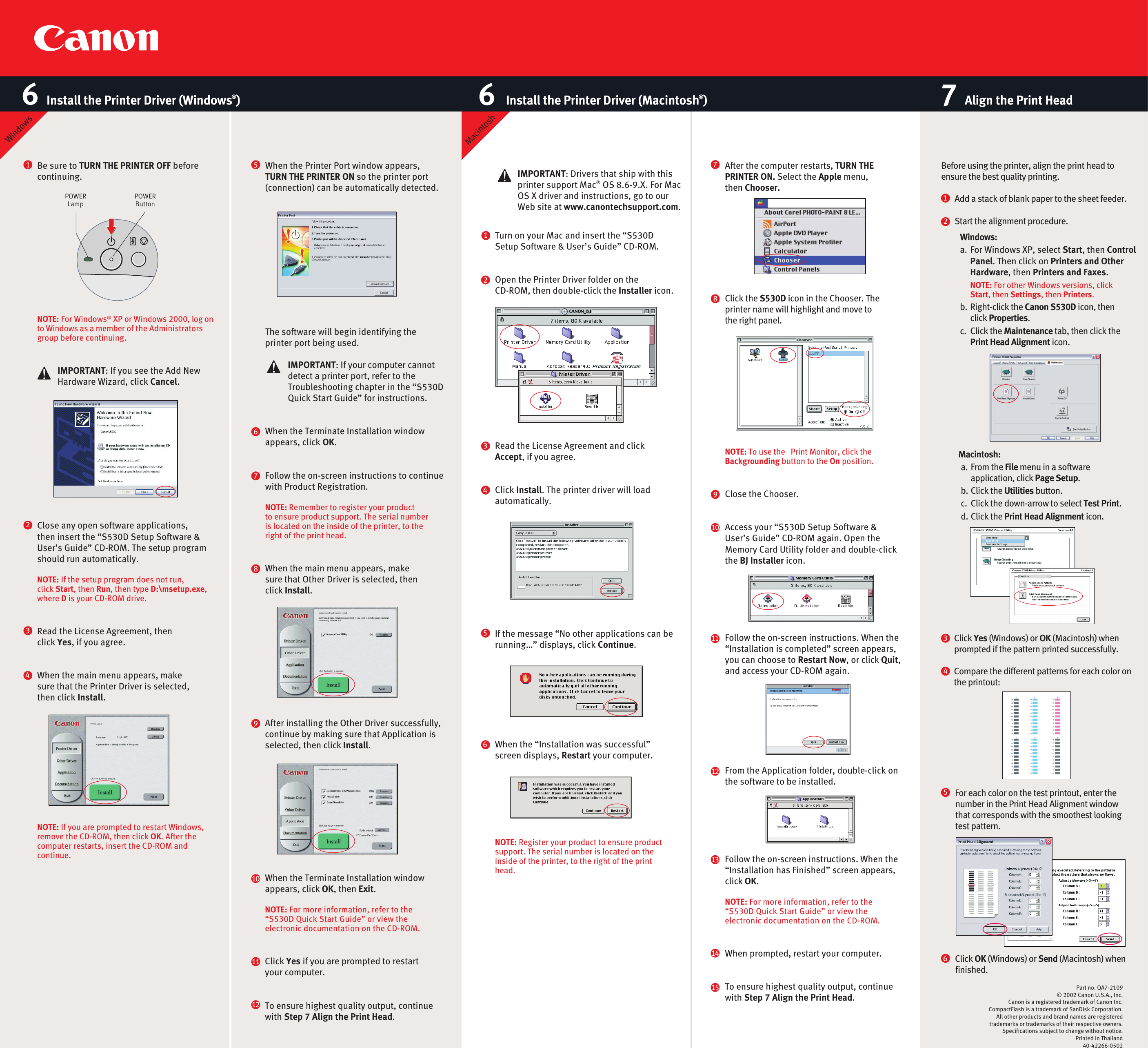 Page 2 of 2 - Canon Canon-S530D-Instruction-Guide- 40-42266 S530D Front  Canon-s530d-instruction-guide