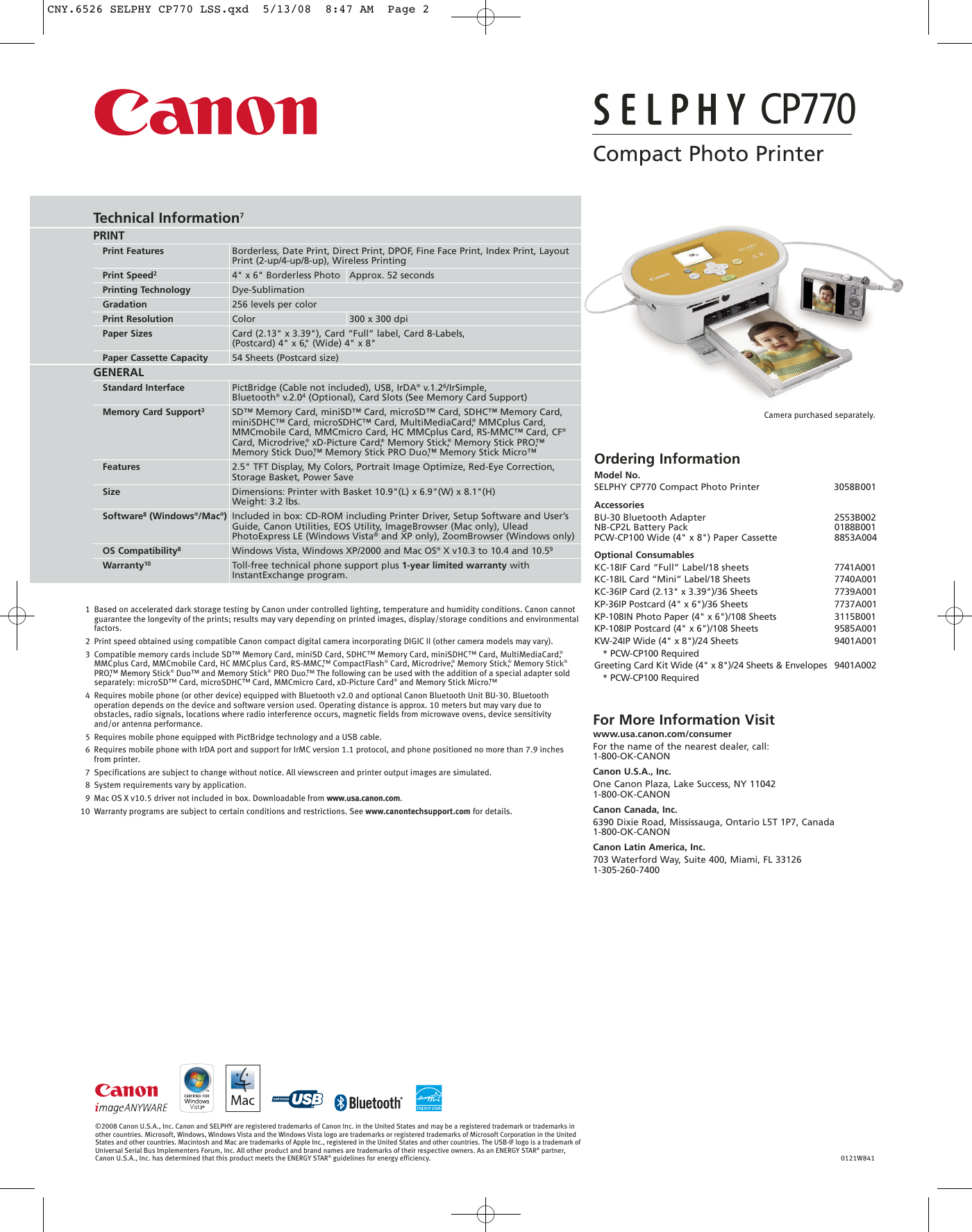 Page 2 of 2 - Canon Canon-Selphy-Cp770-Printer-Brochure- CNY.6526 SELPHY CP770 LSS  Canon-selphy-cp770-printer-brochure