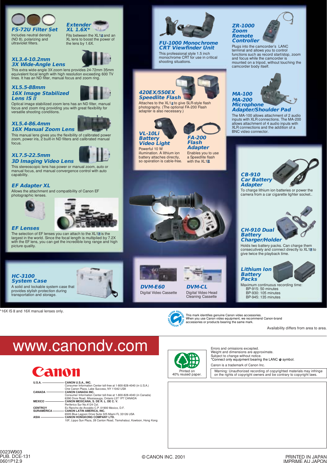 Page 12 of 12 - Canon Canon-Xl1S-Low-Resolution-Brochure- XL1S-bro  Canon-xl1s-low-resolution-brochure