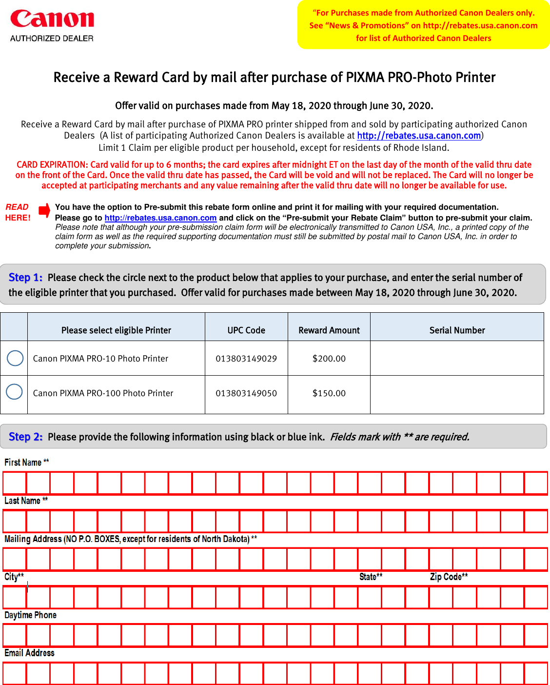 Bh Photo Video Canon Rebate Forms