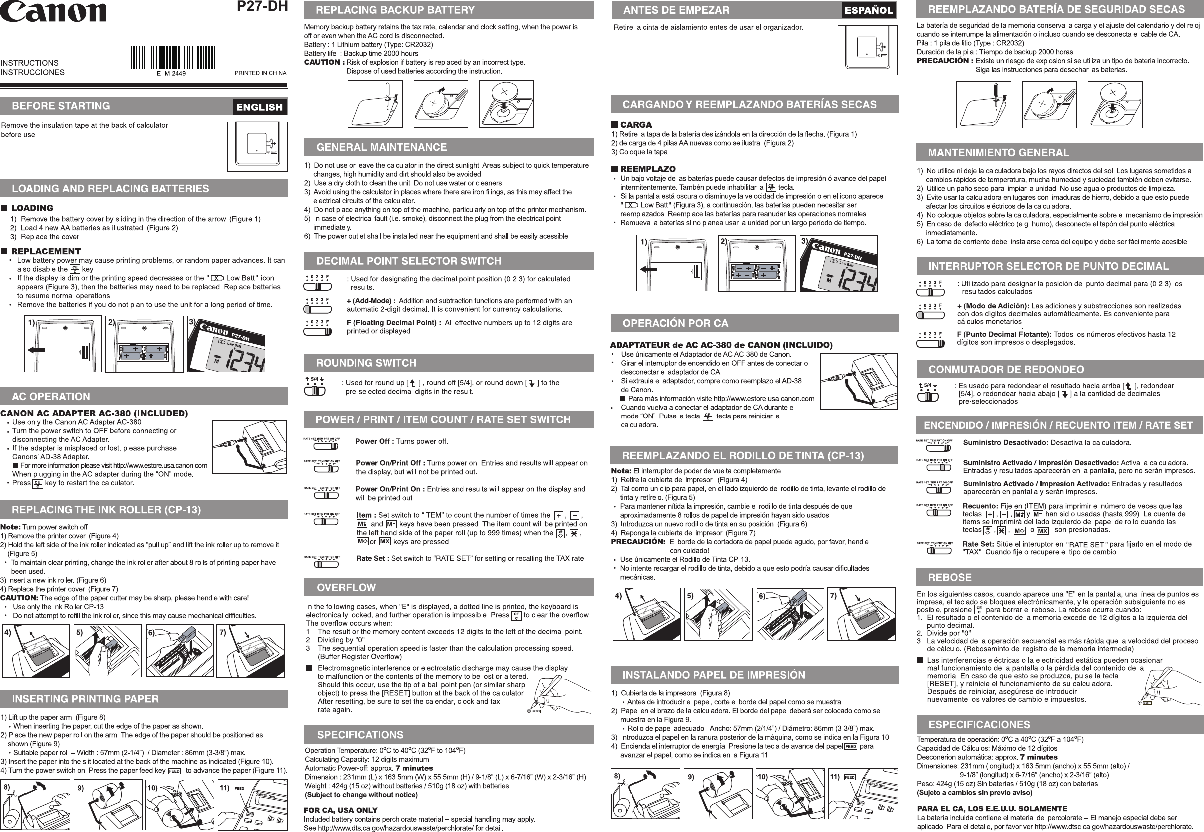 Page 1 of 2 - Canon P27-DH USA GB Front - 2 User Manual  To The D9874b4a-4cae-4aeb-abc1-c3b3a150cfbb