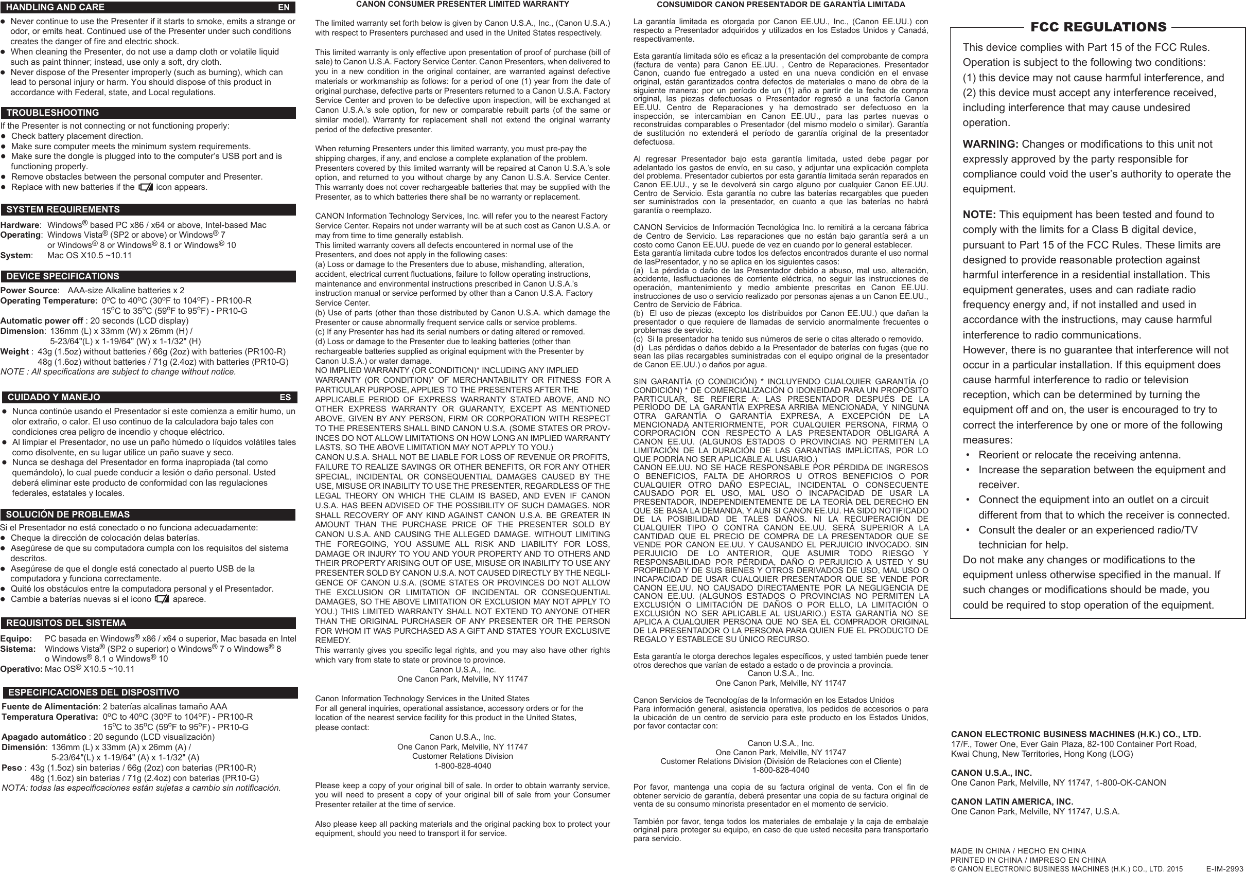 Canon Pr10 G Pr 100 R Usa Cp Back Wireless Presenter G Pr E Im 2993