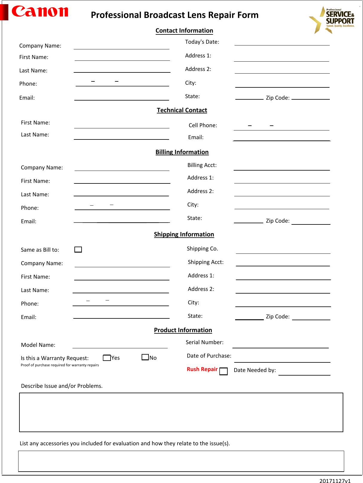Page 1 of 2 - Canon  Broadcast Lens Repair Request Form