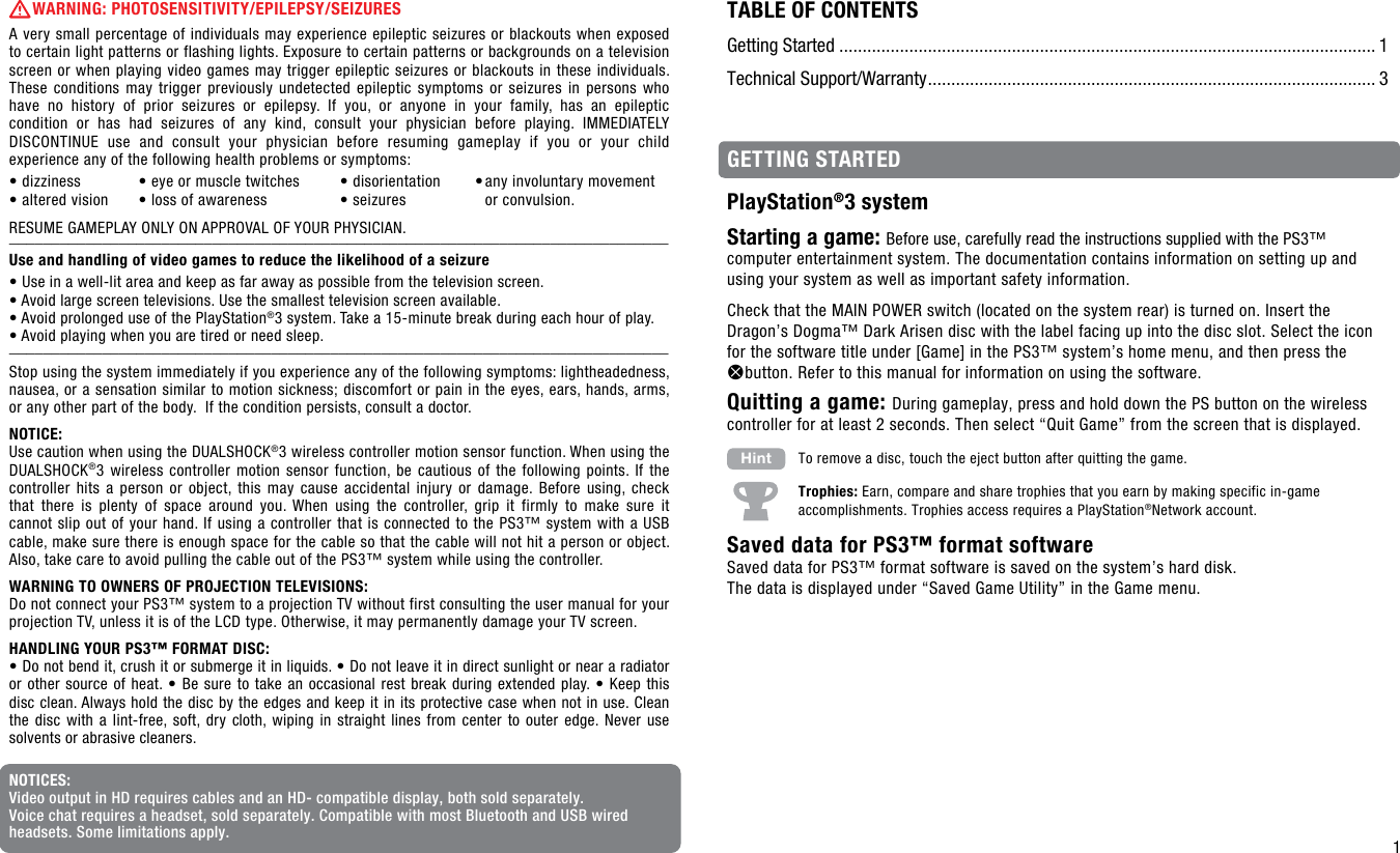 Page 2 of 3 - Capcom Capcom-Dragons-Dogma-13388340460-Users-Manual-  Capcom-dragons-dogma-13388340460-users-manual